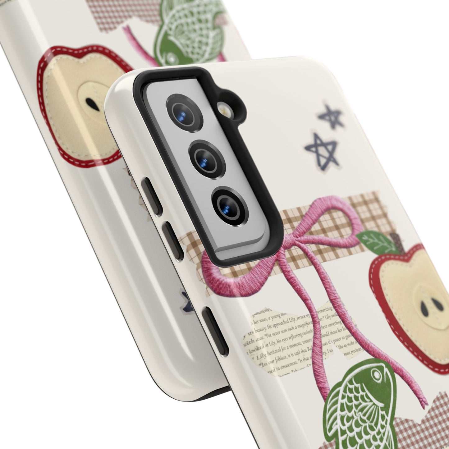 Spring Fling — Collage of Flowers Stars Fruit Fish Newspaper Cream Phone Case