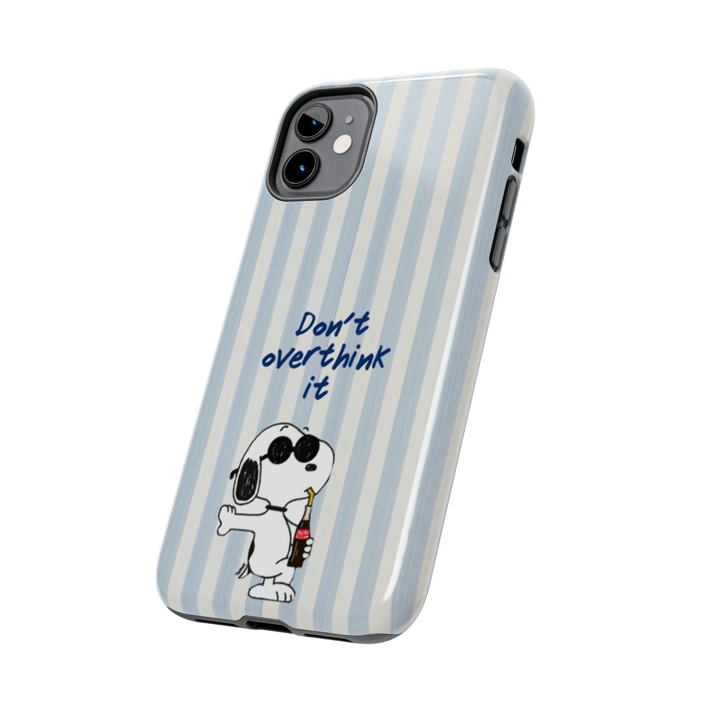 Snoopy "Don't Overthink It" Tough Phone Case — Striped Protective Cover