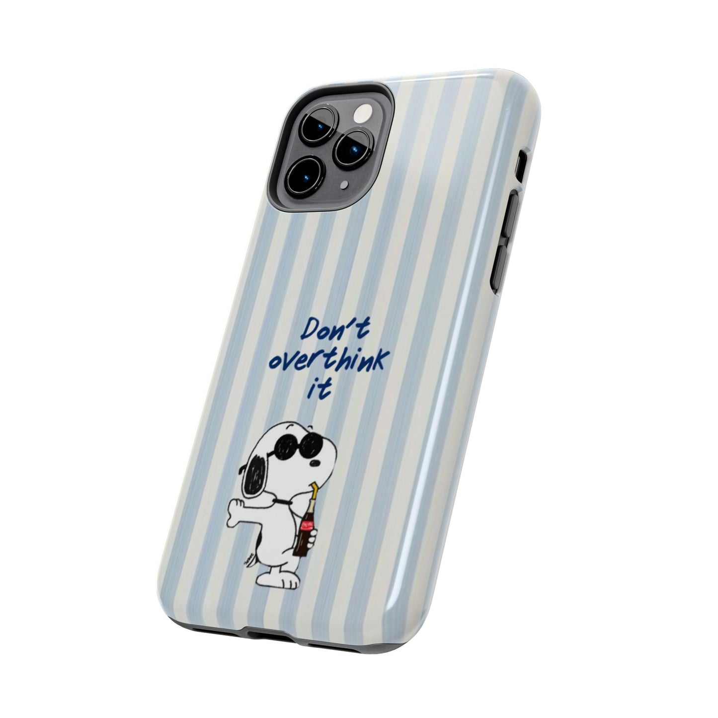 Snoopy "Don't Overthink It" Tough Phone Case — Striped Protective Cover