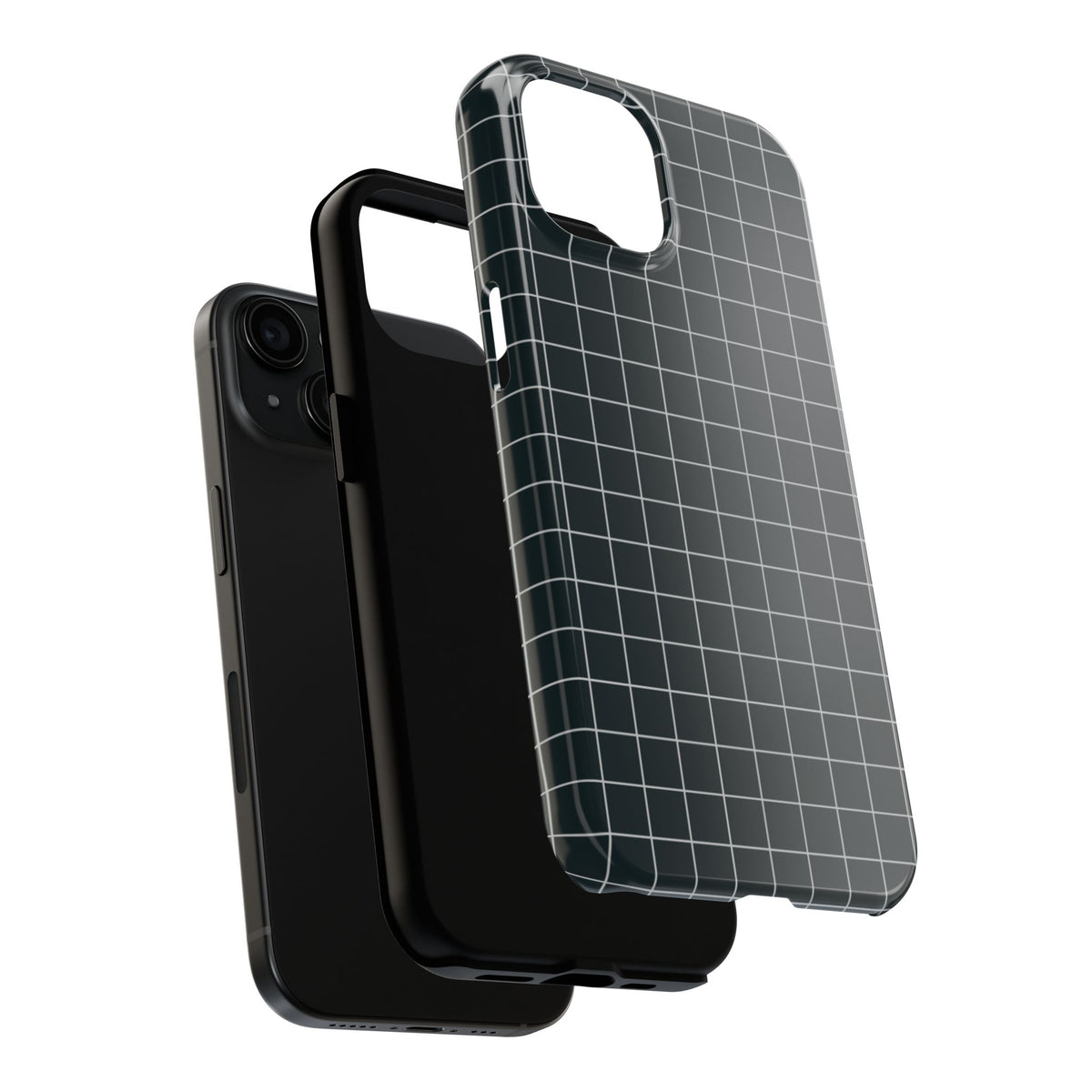 Black White Minimalist  Grid Pattern  —  Tough Phone Case