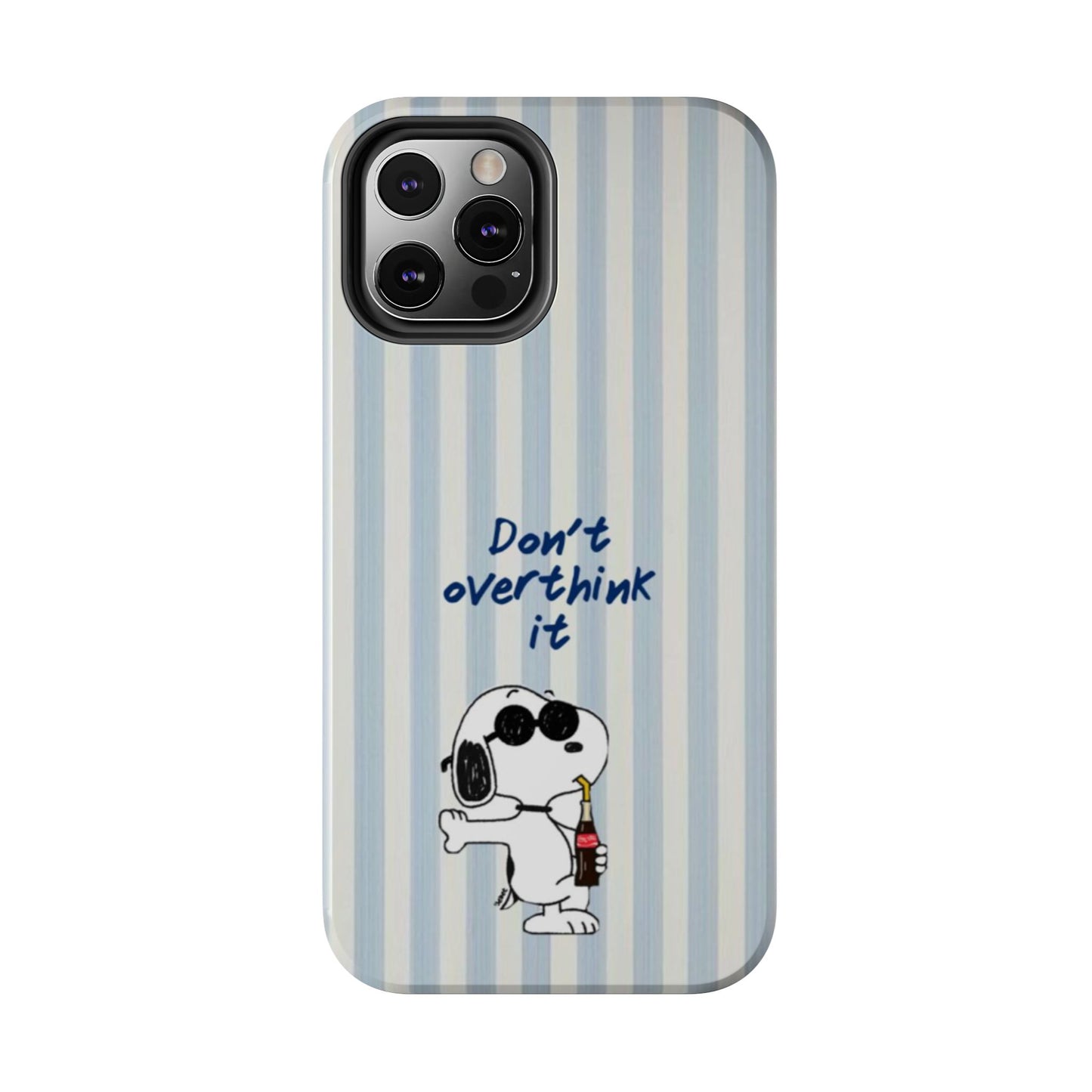 Snoopy "Don't Overthink It" Tough Phone Case — Striped Protective Cover