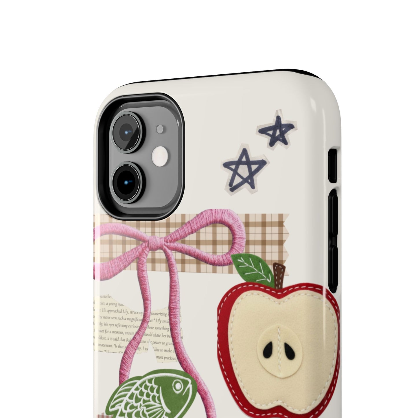 Spring Fling — Collage of Flowers Stars Fruit Fish Newspaper Cream Phone Case