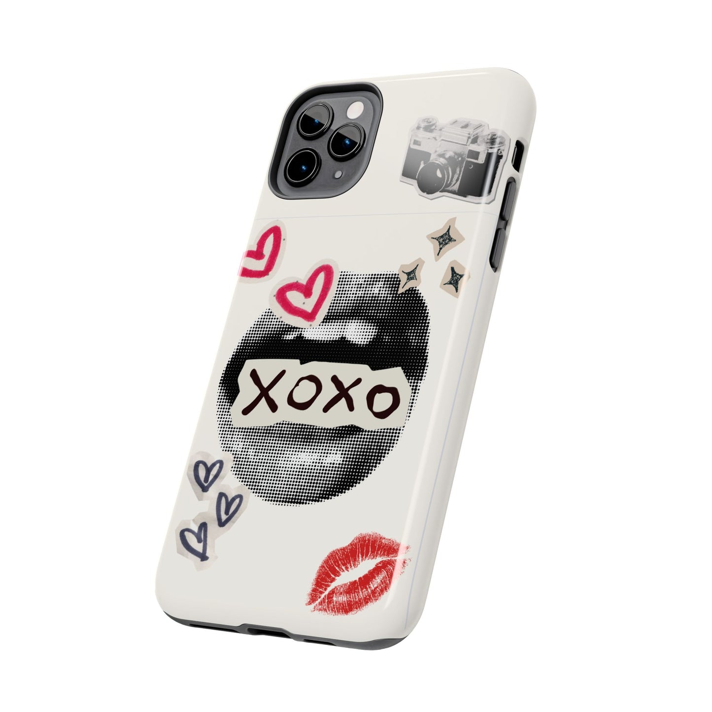 XOXO Lips Phone Case | Retro Pop Art Camera & Hearts