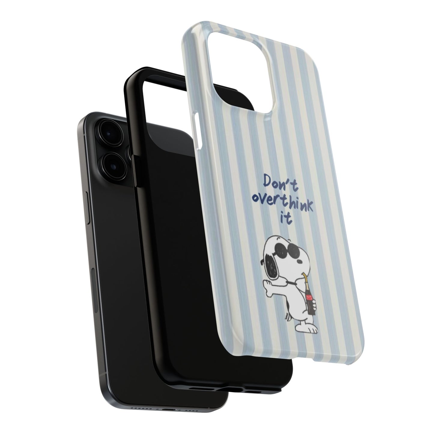 Snoopy "Don't Overthink It" Tough Phone Case — Striped Protective Cover
