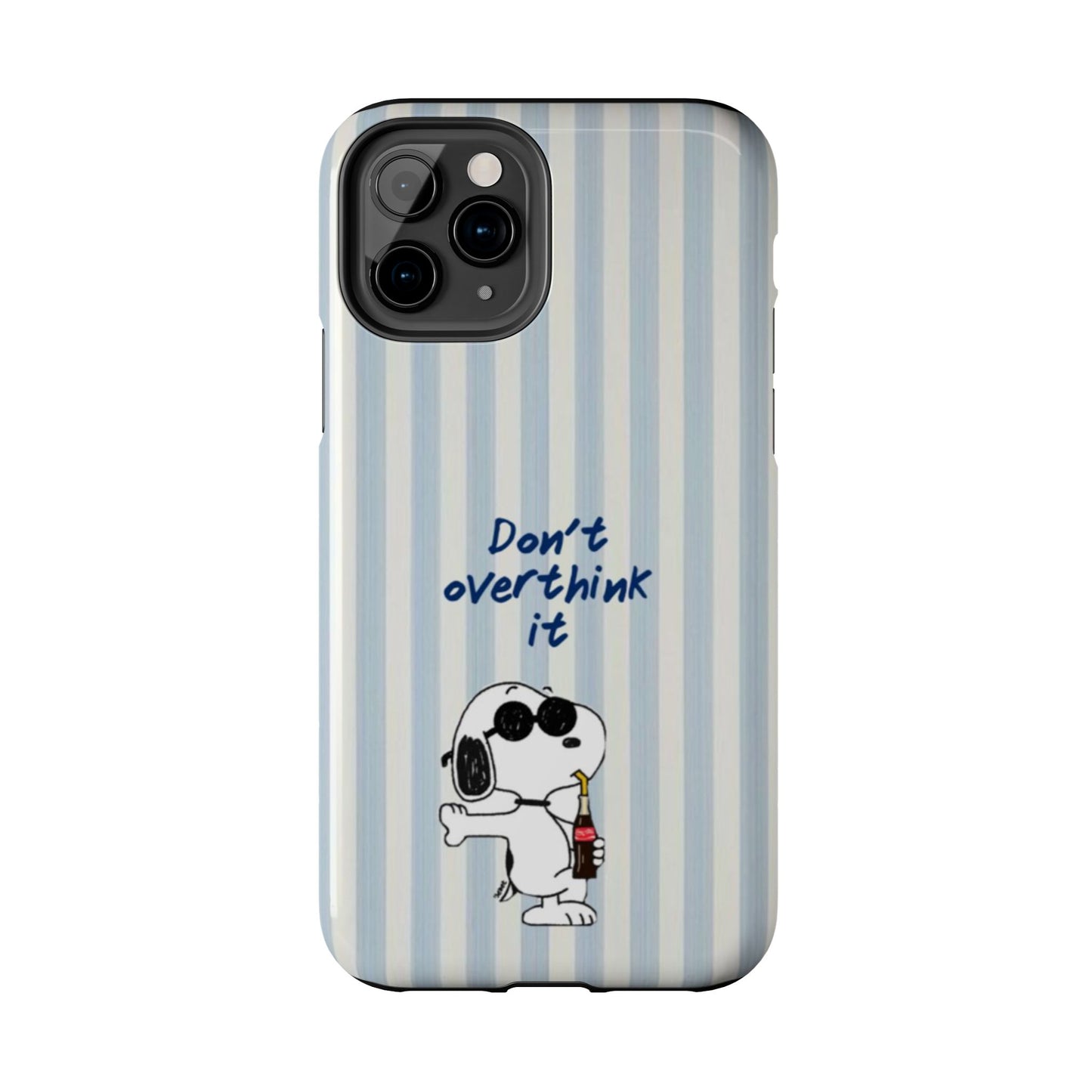 Snoopy "Don't Overthink It" Tough Phone Case — Striped Protective Cover