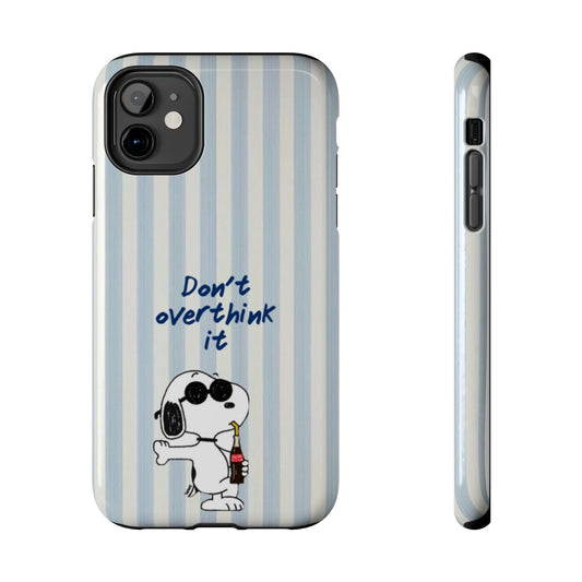 Snoopy "Don't Overthink It" Tough Phone Case — Striped Protective Cover