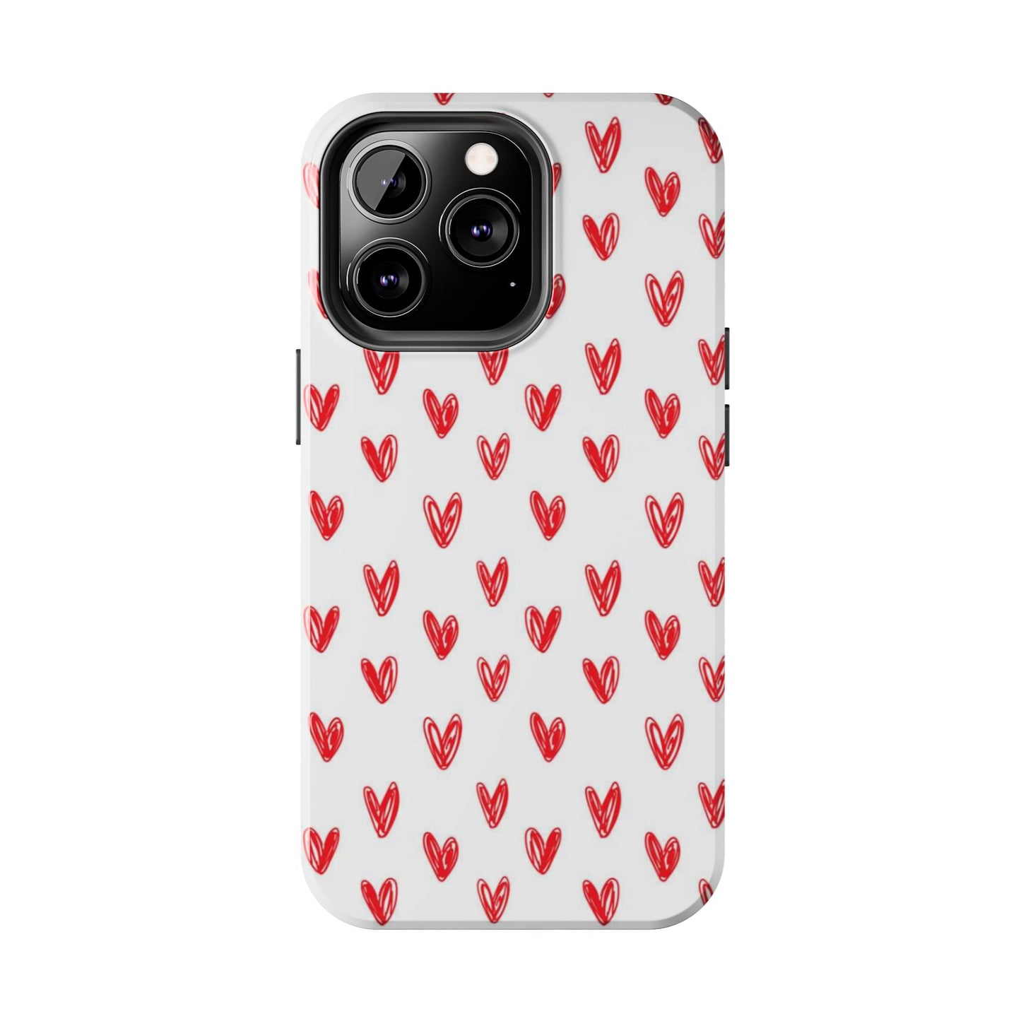 Love Notes | Red Hand-Drawn Hearts Phone Case Tough Phone Case