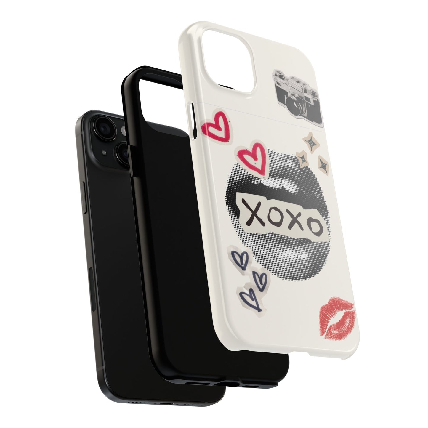 XOXO Lips Phone Case | Retro Pop Art Camera & Hearts