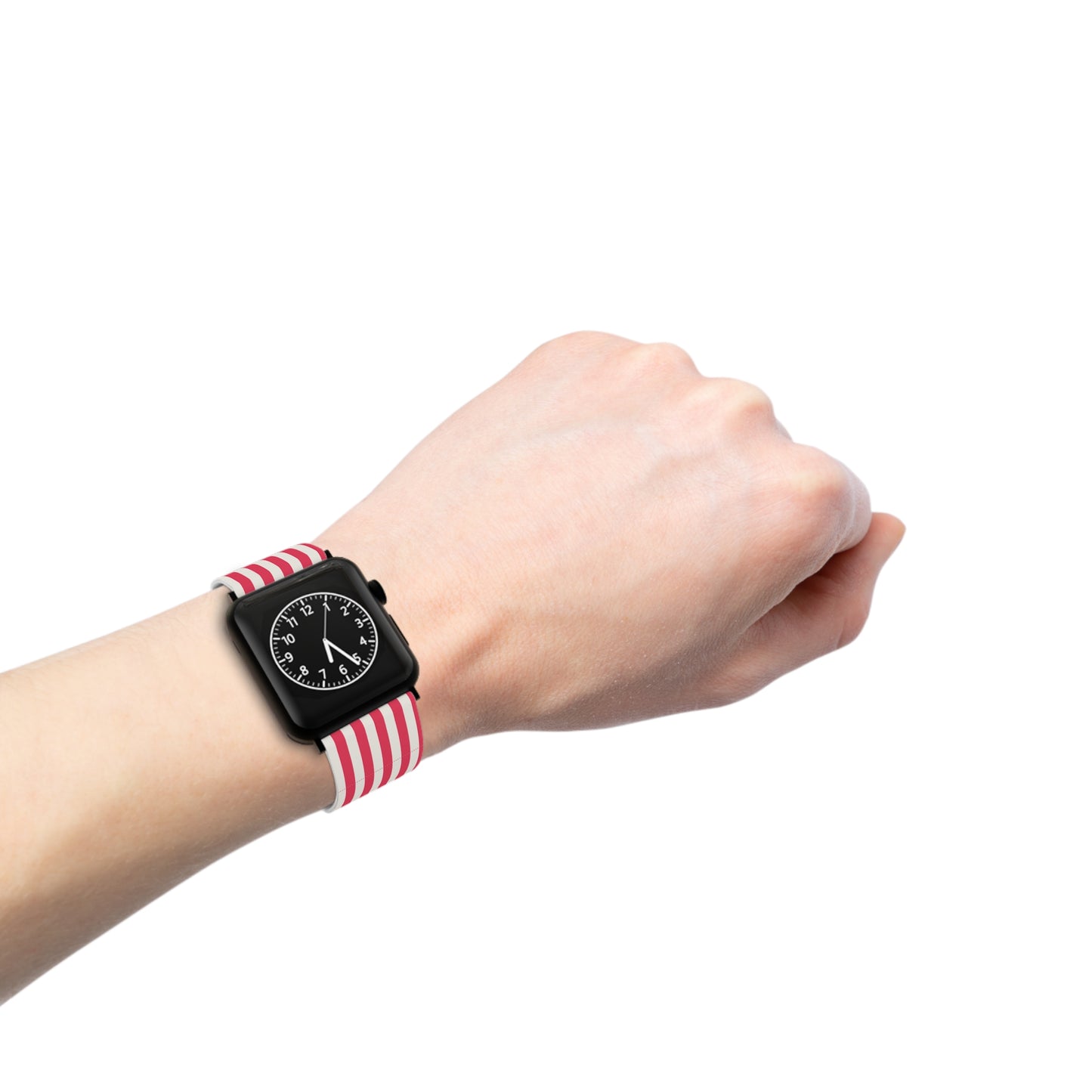 Striped Red & White Apple Watch Band —