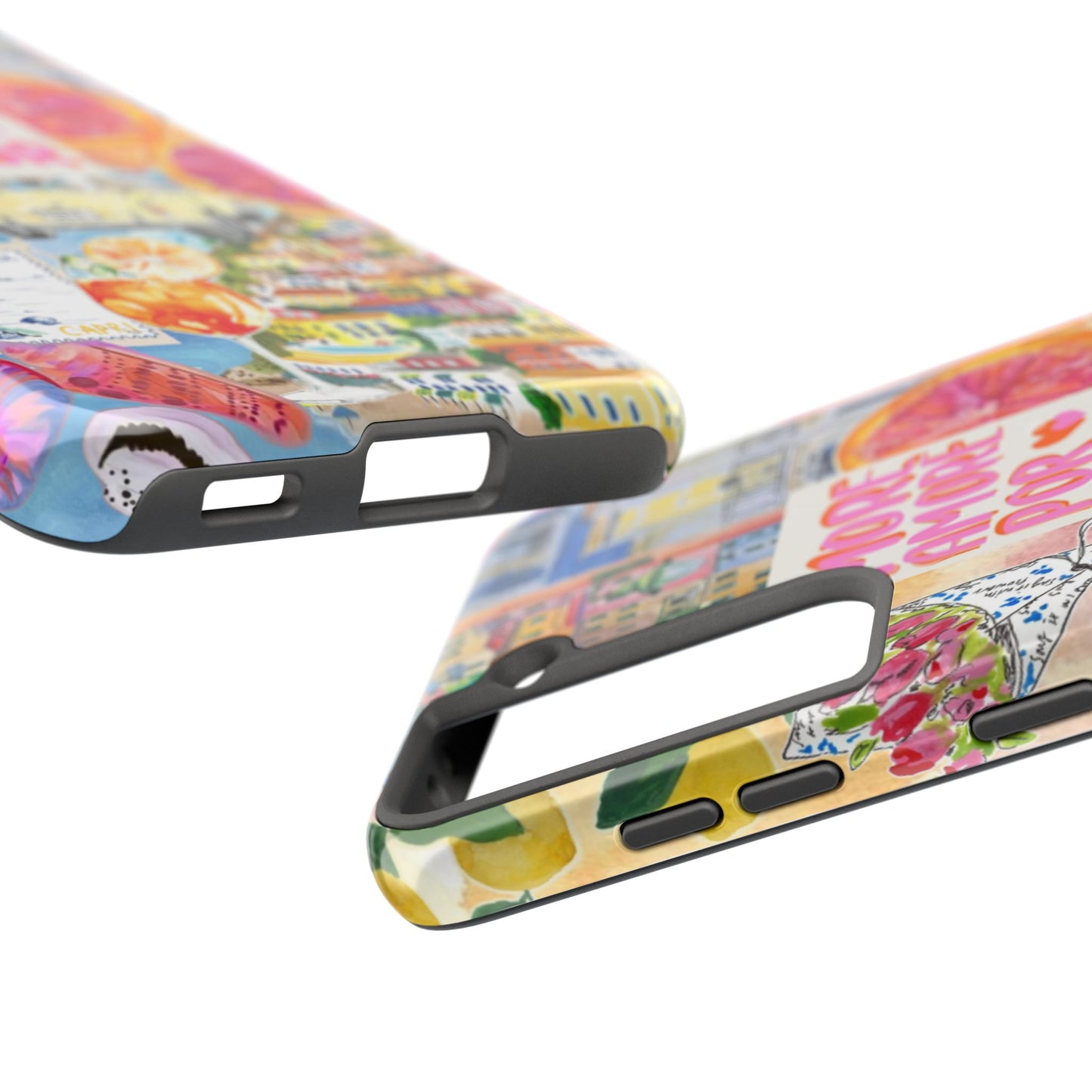 European Summers – Tough Phone Case  Tropical Watercolor Citrus & Seashell Design