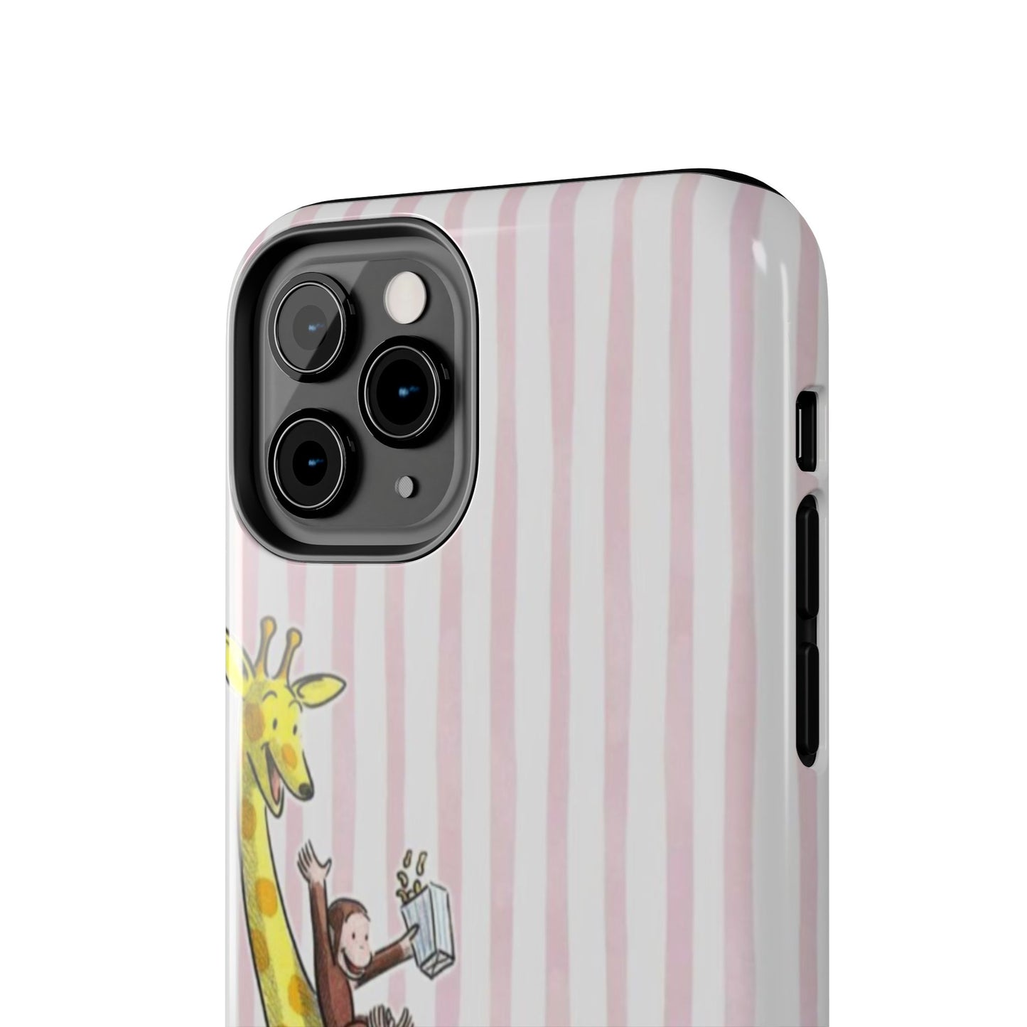 Curious George and Giraffe — Giraffe & Monkey Phone Case Cute Pink Striped Tough Case