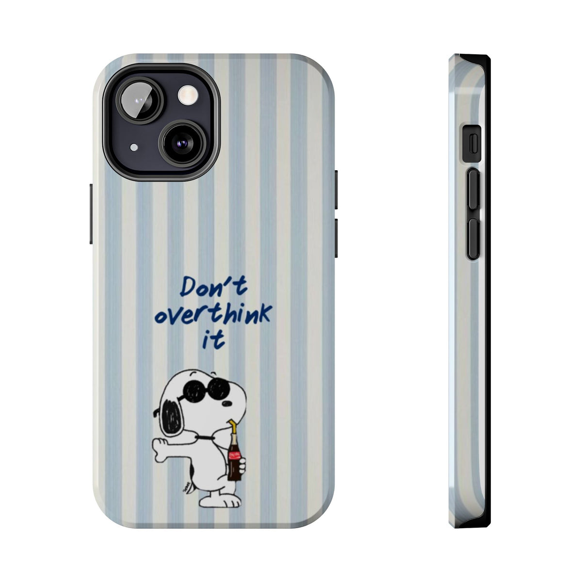 Snoopy "Don't Overthink It" Tough Phone Case — Striped Protective Cover
