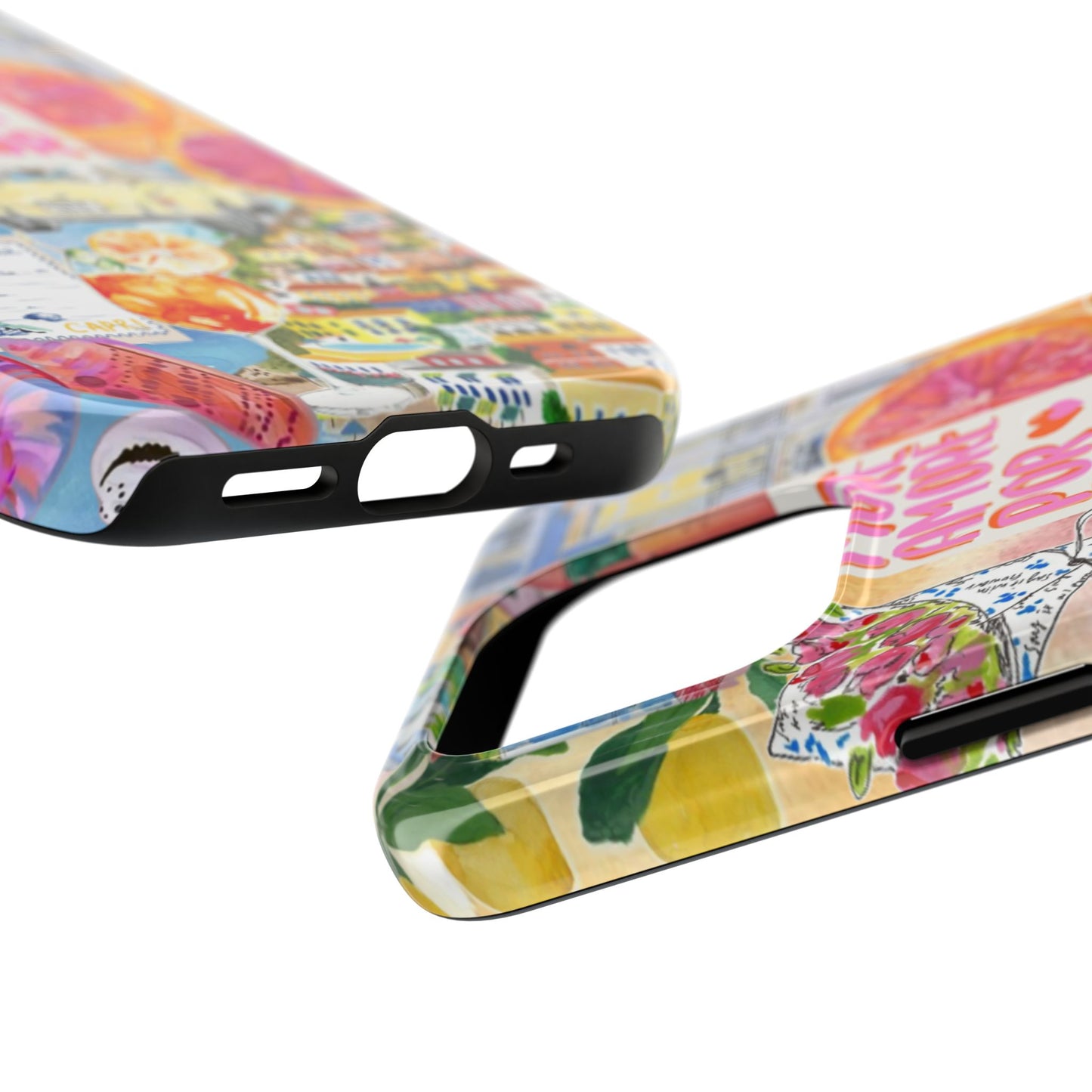 European Summers – Tough Phone Case  Tropical Watercolor Citrus & Seashell Design