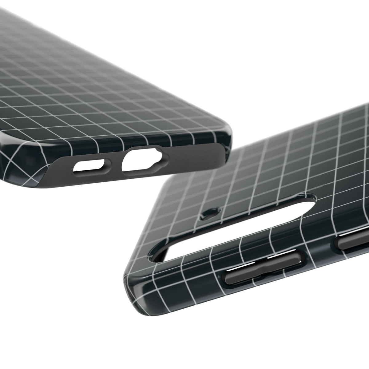 Black White Minimalist  Grid Pattern  —  Tough Phone Case