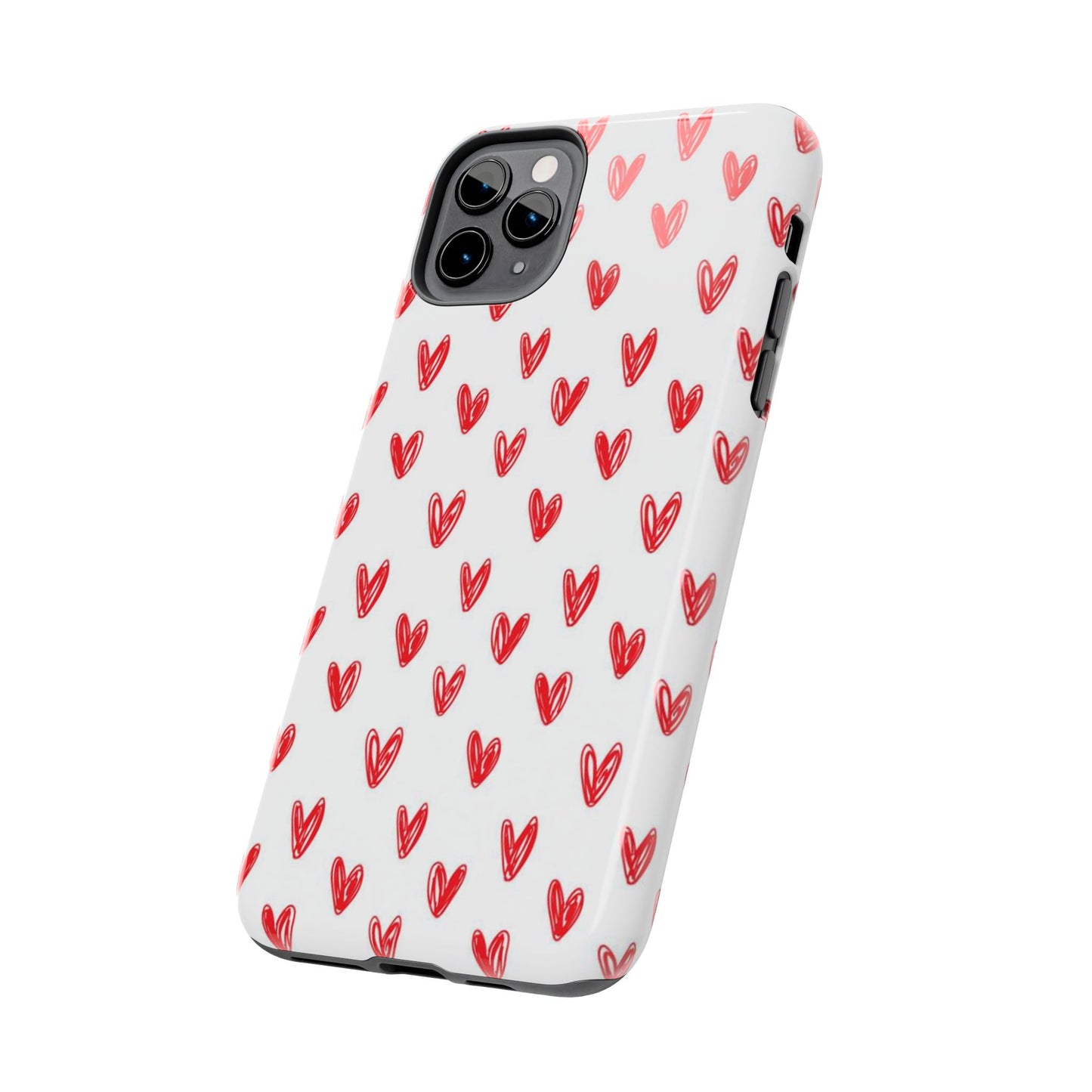 Love Notes | Red Hand-Drawn Hearts Phone Case Tough Phone Case