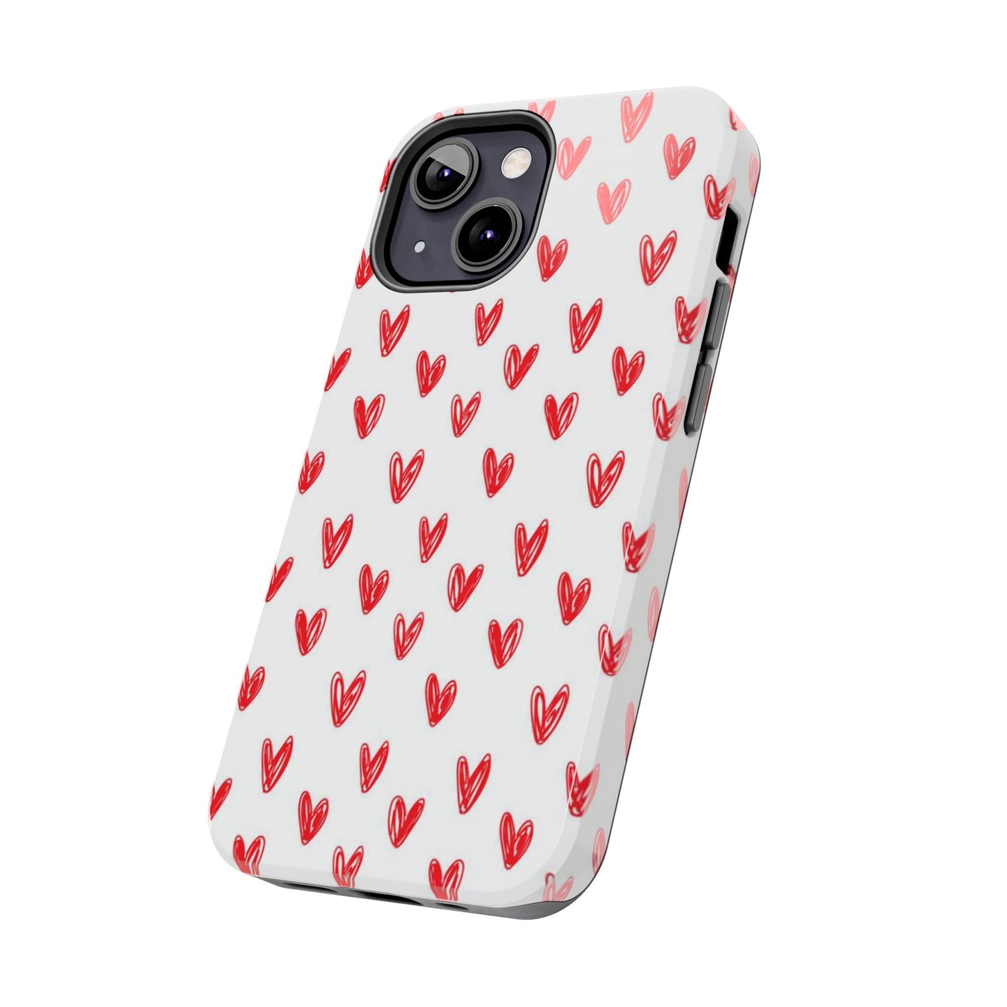 Love Notes | Red Hand-Drawn Hearts Phone Case Tough Phone Case