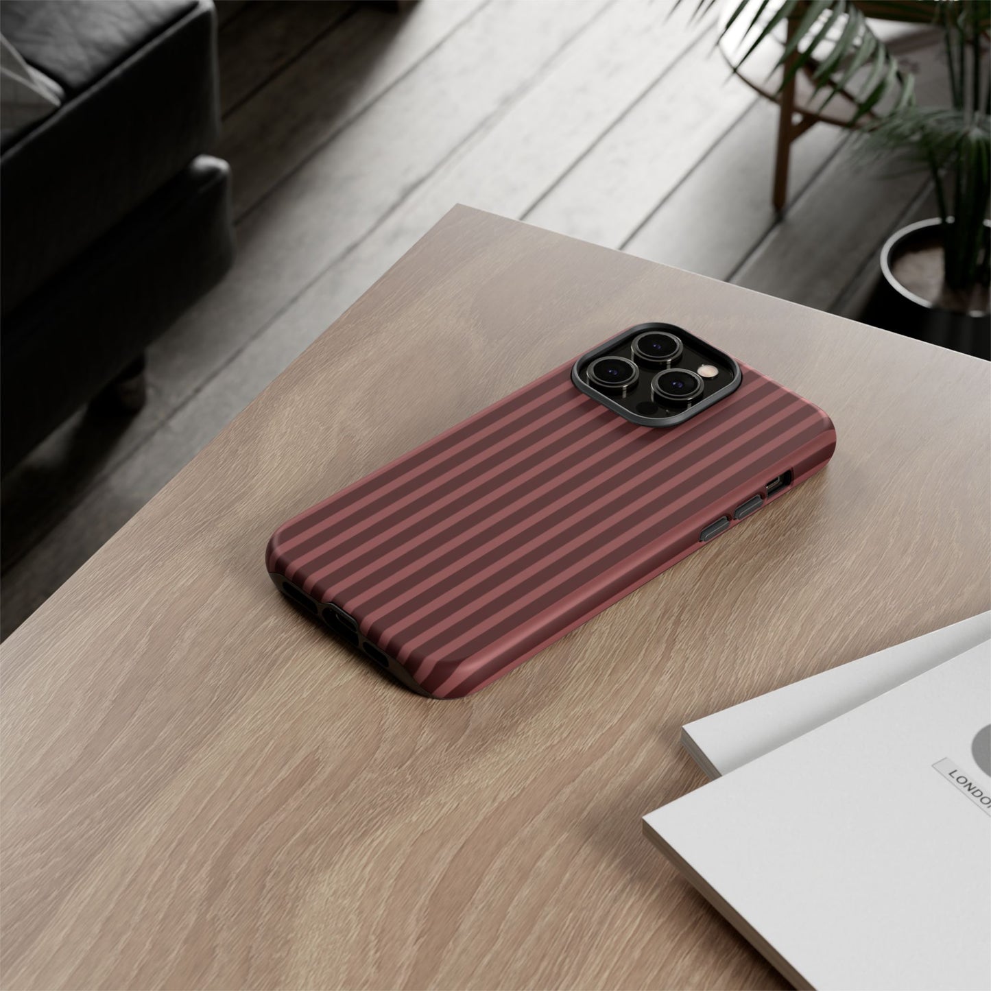 Striped Double Burgundy  — Tough Phone Case
