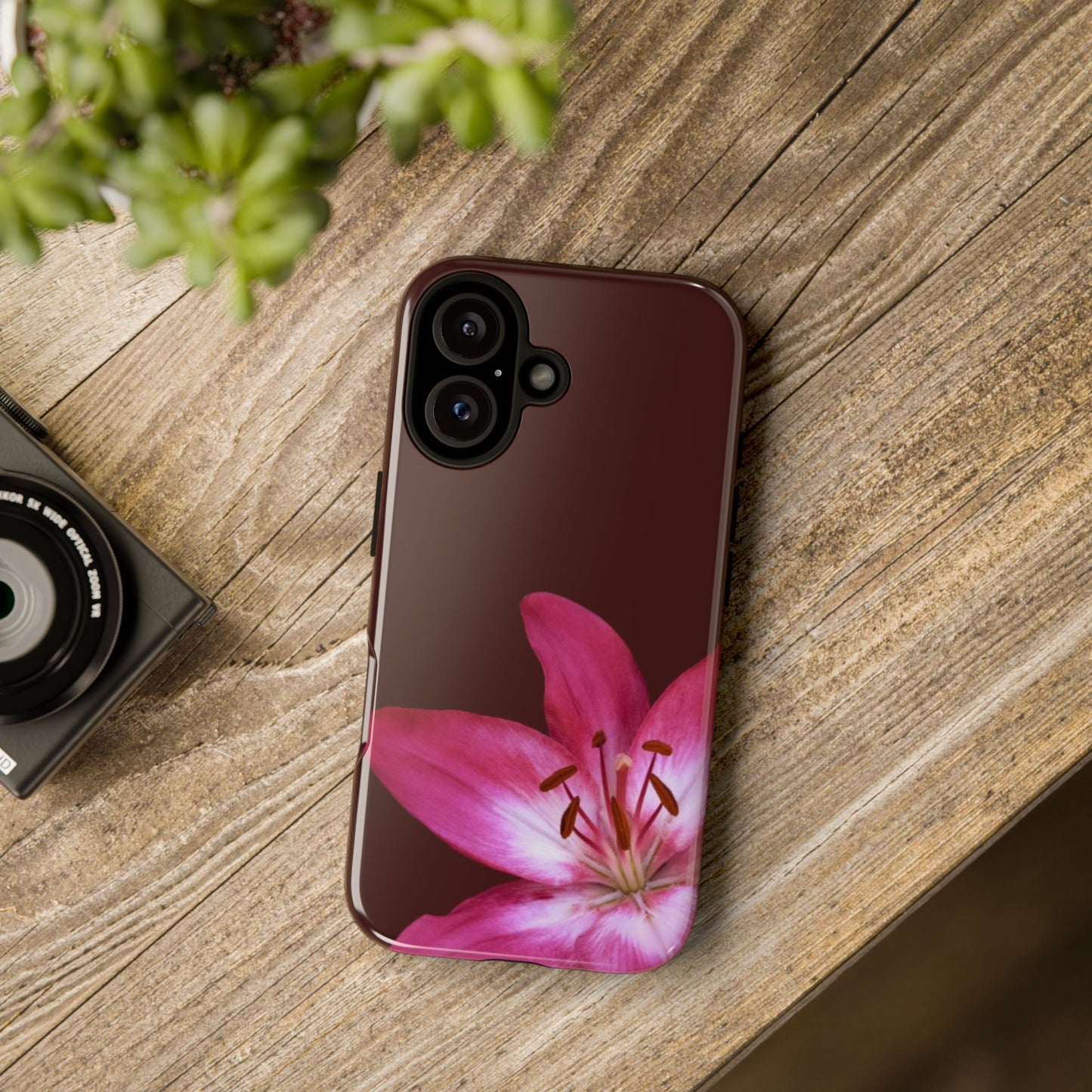 Burgundy Lily Floral – Phone Case Tough Case