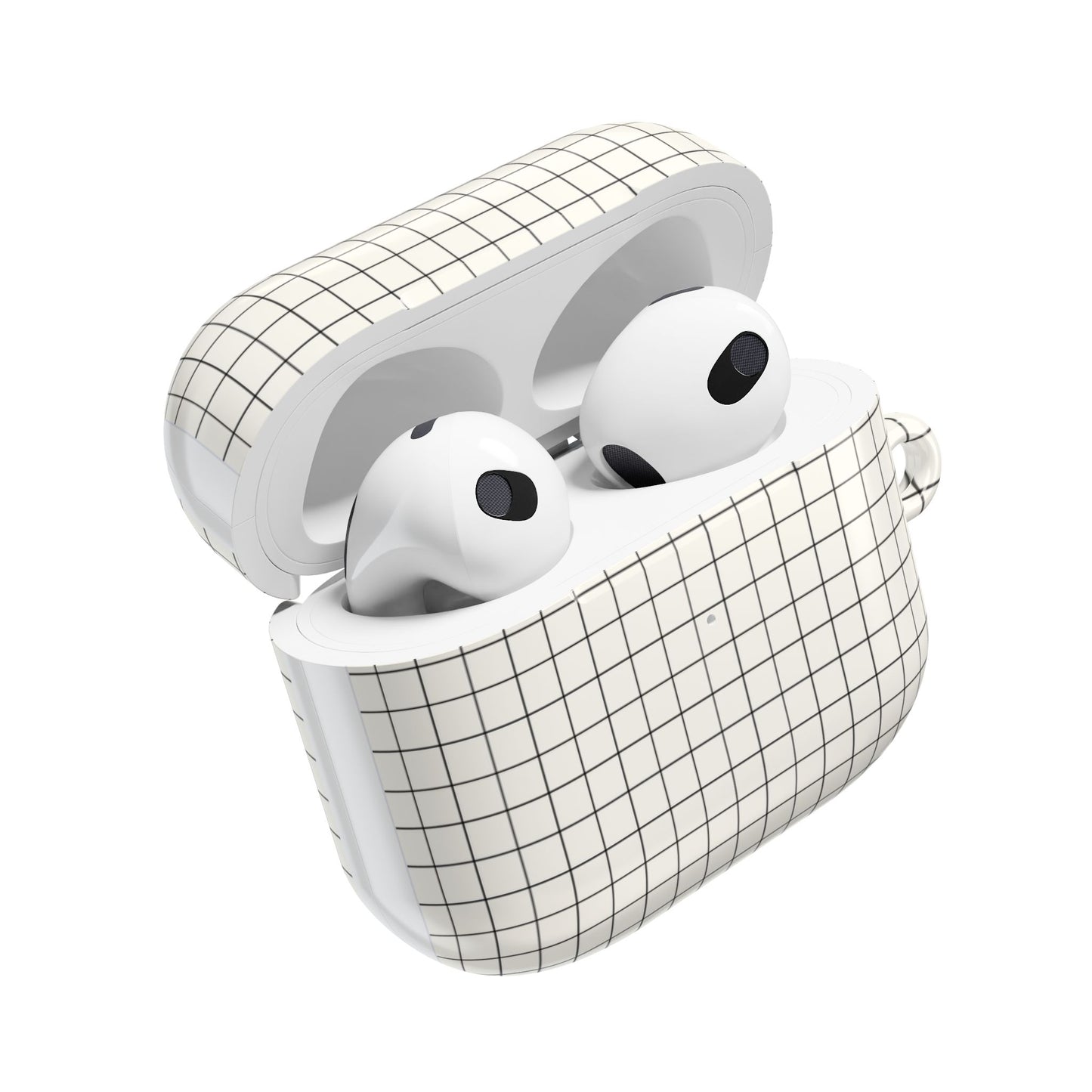 Minimal Grid Pattern AirPod Case | Black Checkered Design