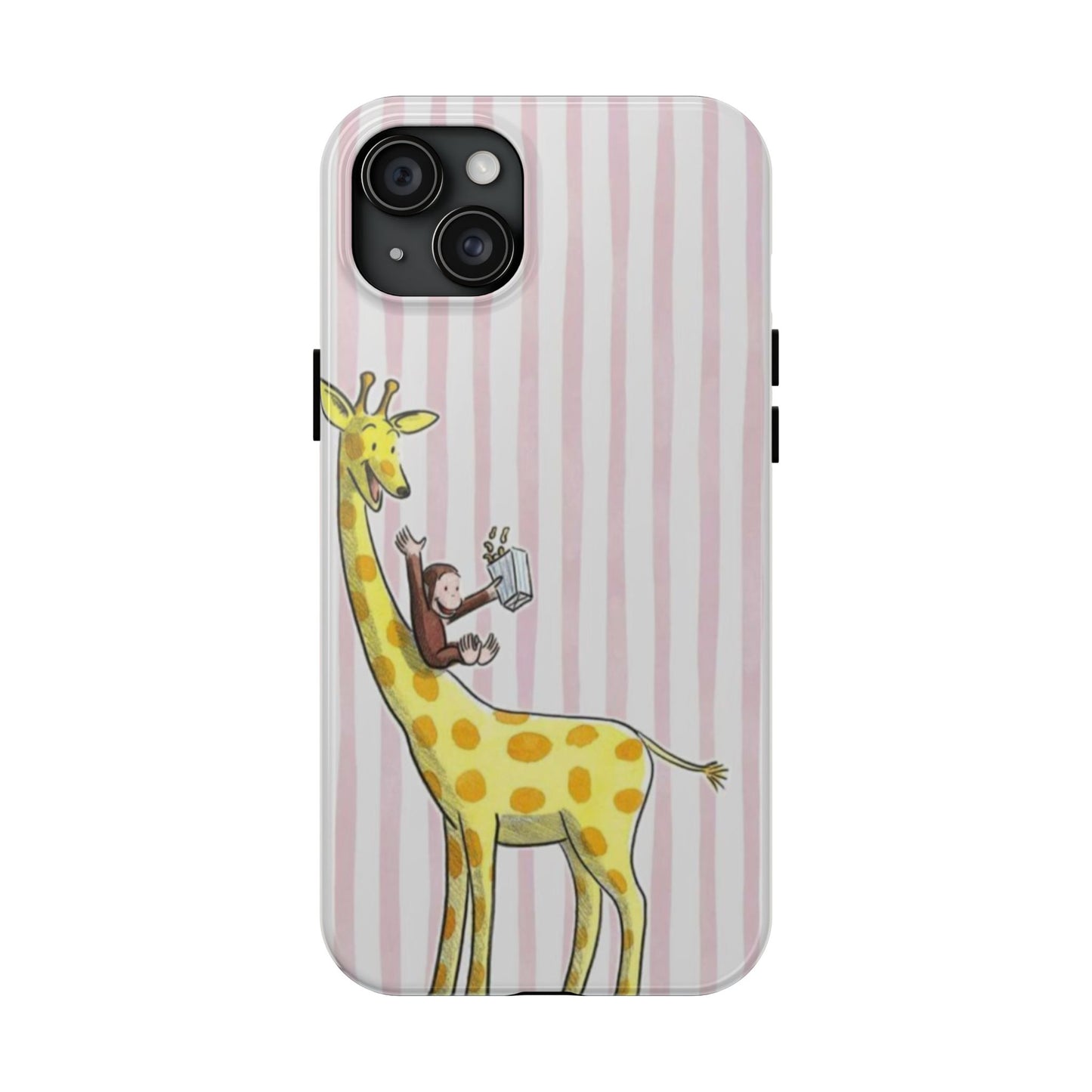 Curious George and Giraffe — Giraffe & Monkey Phone Case Cute Pink Striped Tough Case
