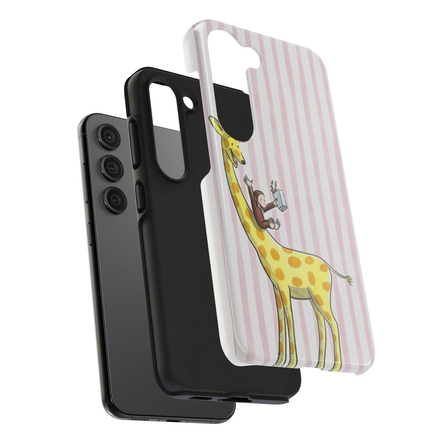 Curious George and Giraffe — Giraffe & Monkey Phone Case Cute Pink Striped Tough Case