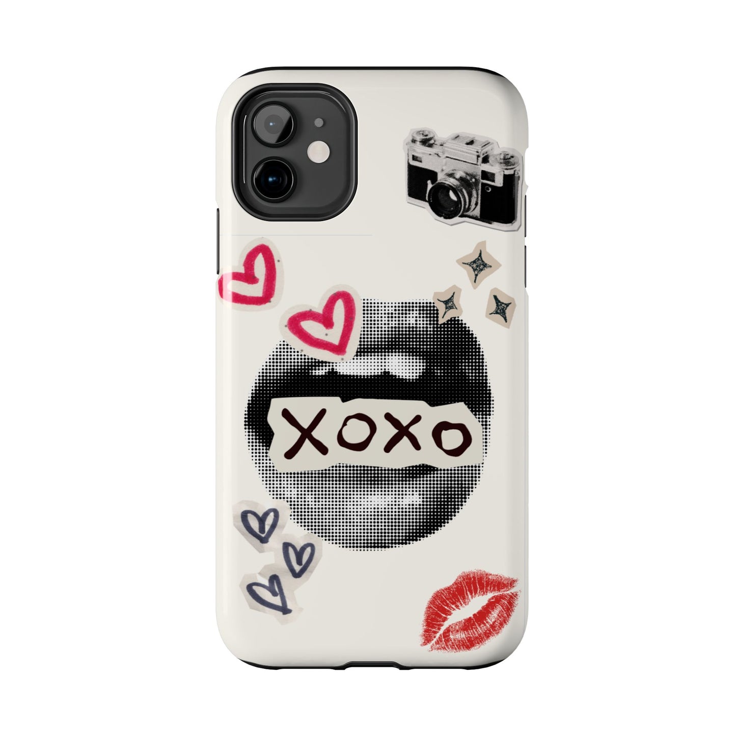 XOXO Lips Phone Case | Retro Pop Art Camera & Hearts