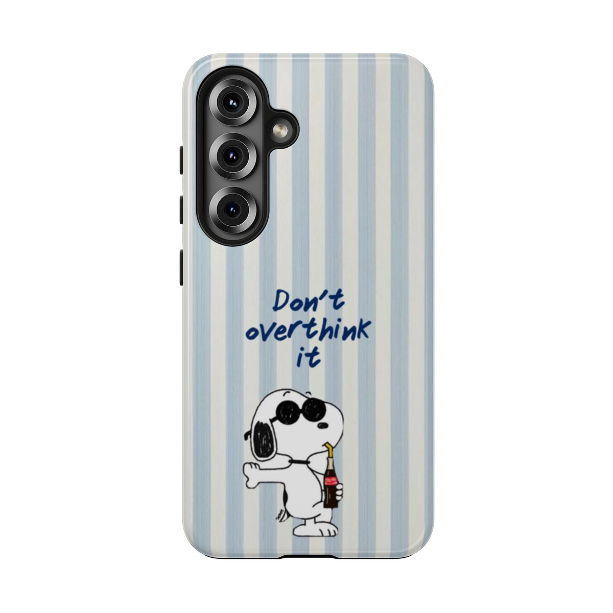 Snoopy "Don't Overthink It" Tough Phone Case — Striped Protective Cover