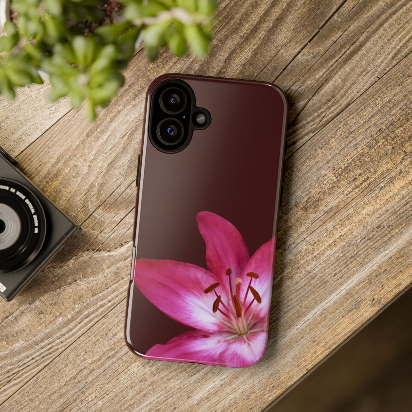 Burgundy Lily Floral – Phone Case Tough Case