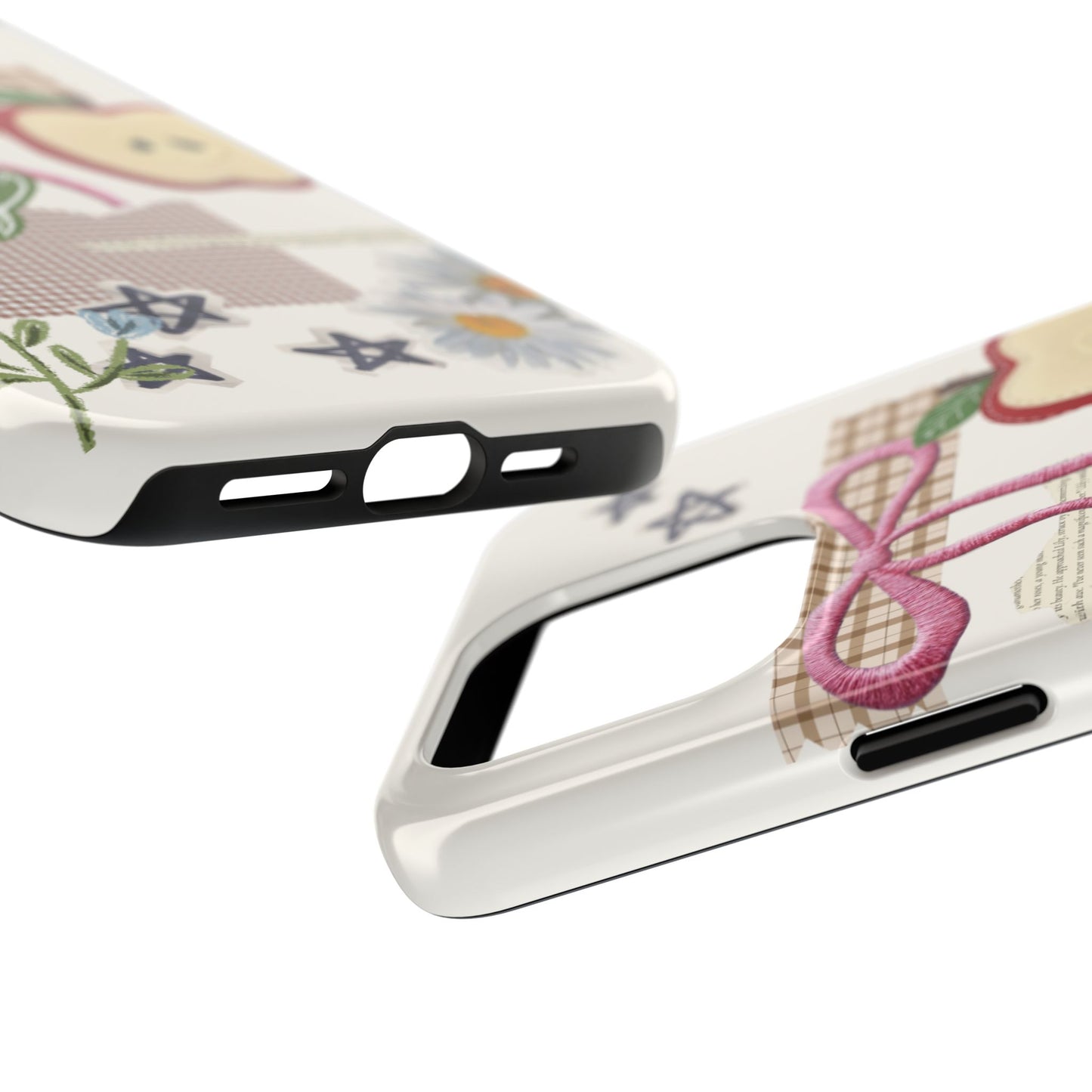 Spring Fling — Collage of Flowers Stars Fruit Fish Newspaper Cream Phone Case