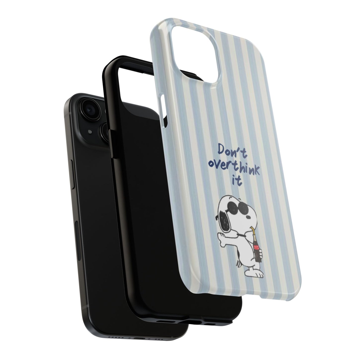Snoopy "Don't Overthink It" Tough Phone Case — Striped Protective Cover