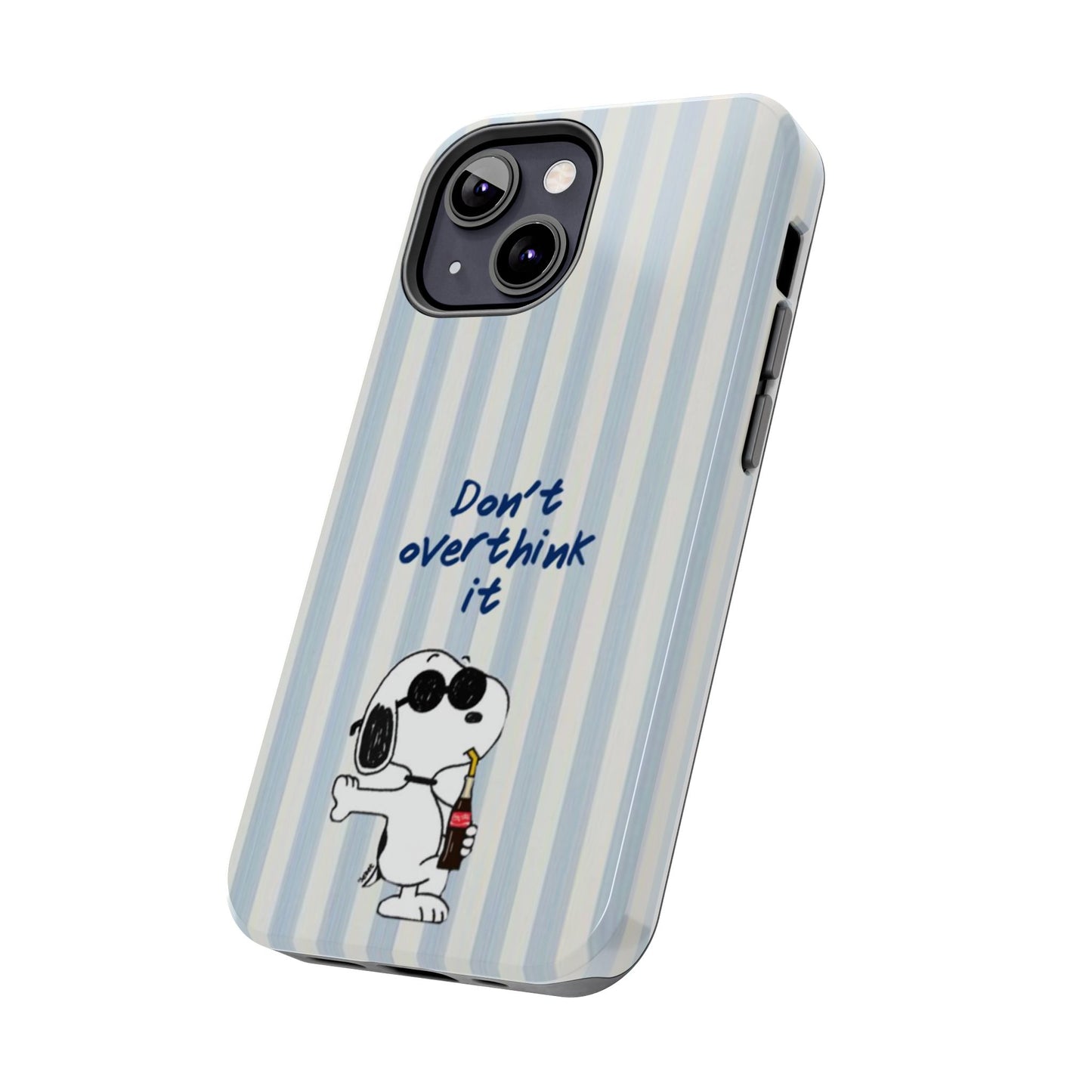 Snoopy "Don't Overthink It" Tough Phone Case — Striped Protective Cover