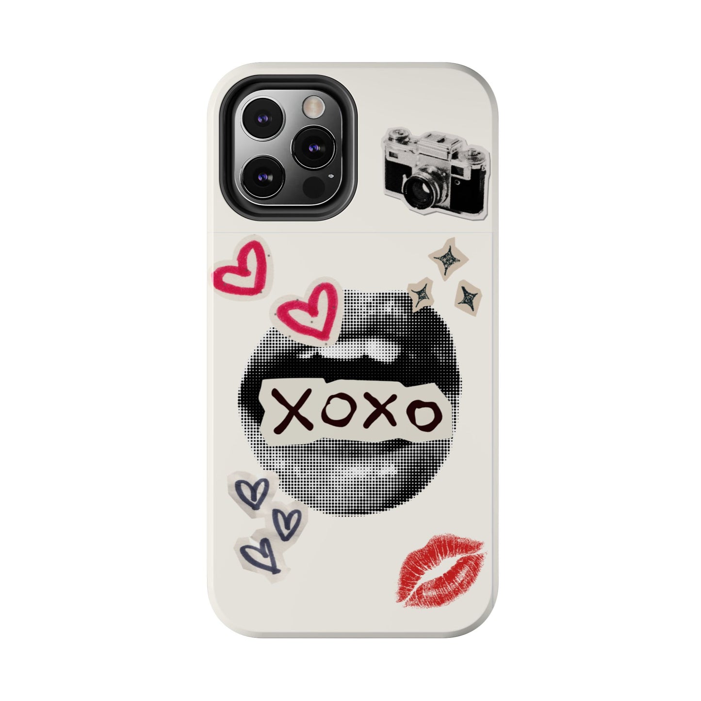 XOXO Lips Phone Case | Retro Pop Art Camera & Hearts