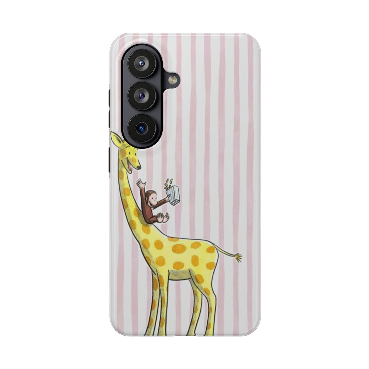 Curious George and Giraffe — Giraffe & Monkey Phone Case Cute Pink Striped Tough Case