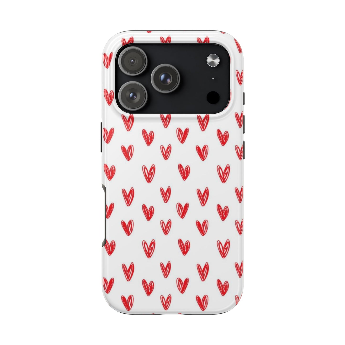 Love Notes | Red Hand-Drawn Hearts Phone Case Tough Phone Case