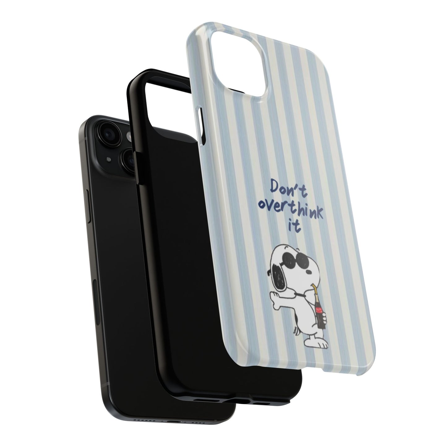 Snoopy "Don't Overthink It" Tough Phone Case — Striped Protective Cover