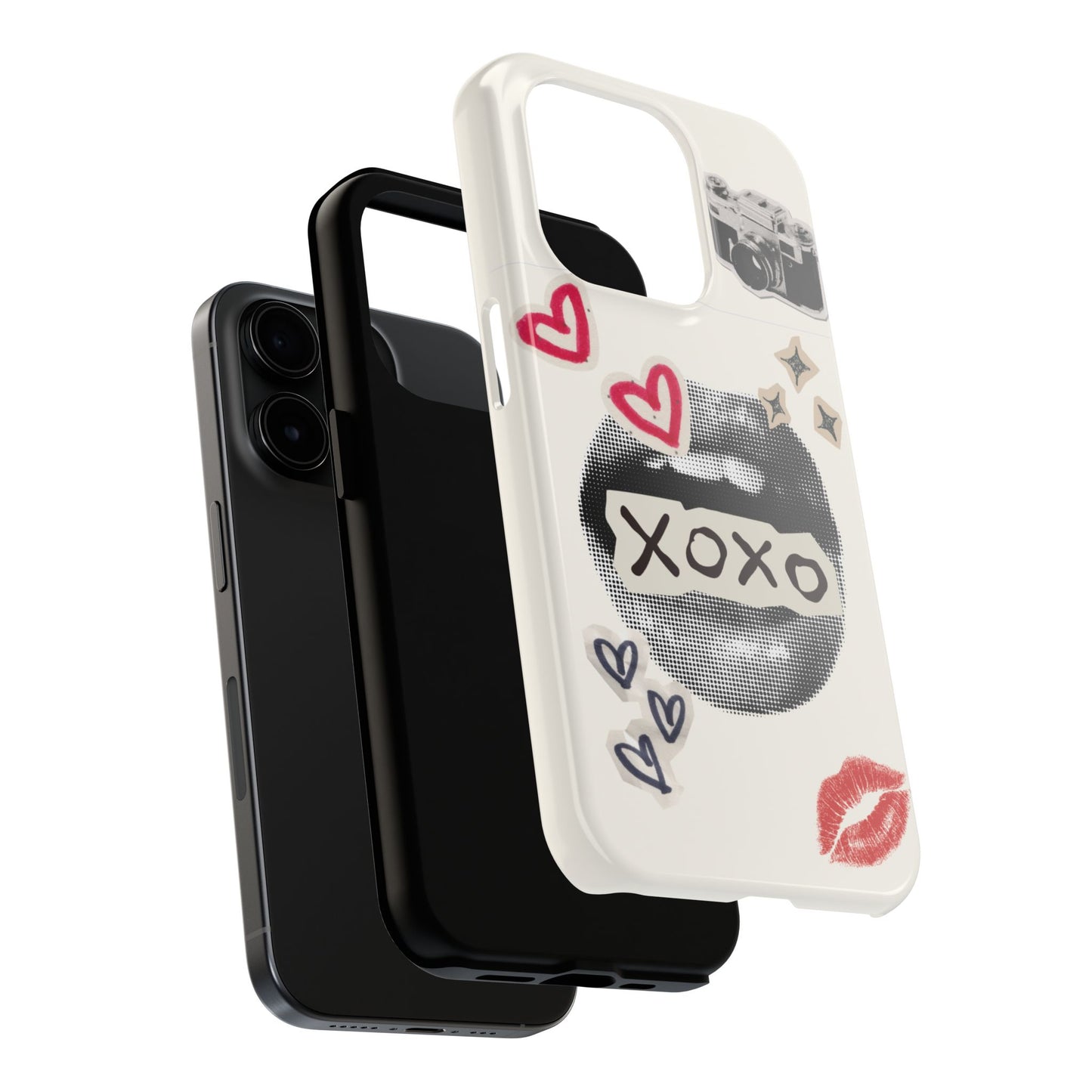 XOXO Lips Phone Case | Retro Pop Art Camera & Hearts