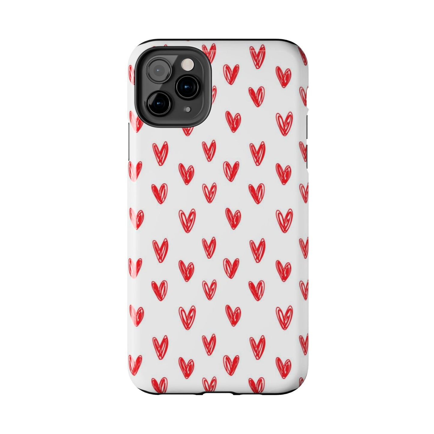 Love Notes | Red Hand-Drawn Hearts Phone Case Tough Phone Case