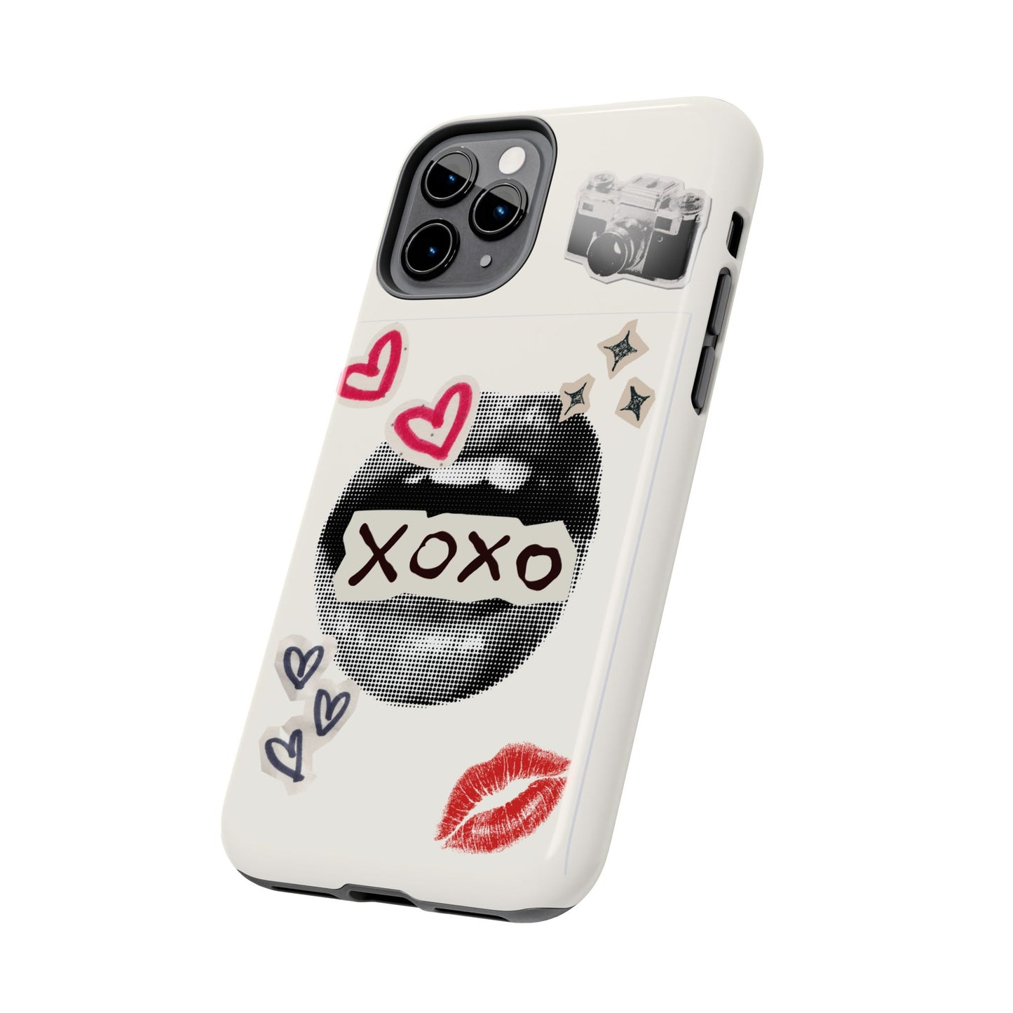 XOXO Lips Phone Case | Retro Pop Art Camera & Hearts