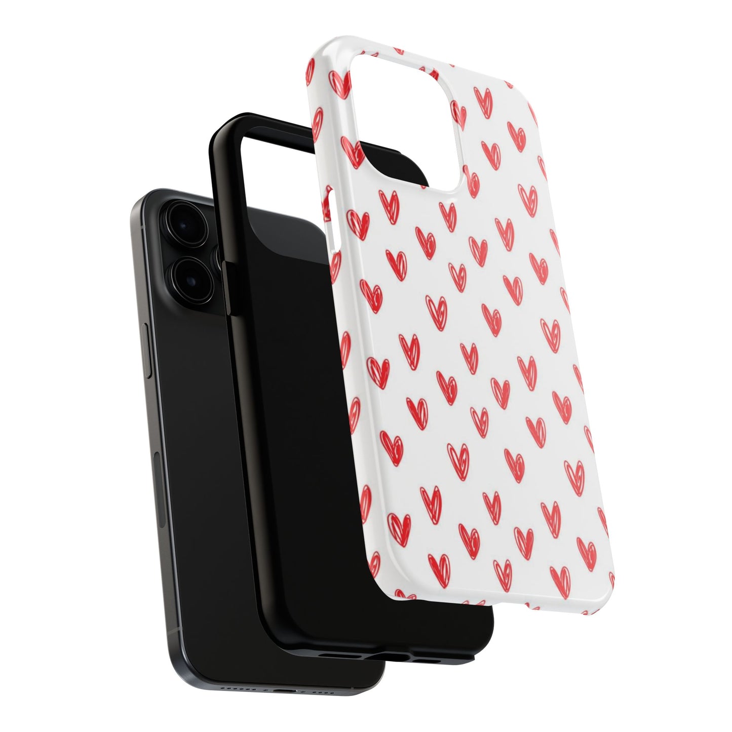 Love Notes | Red Hand-Drawn Hearts Phone Case Tough Phone Case