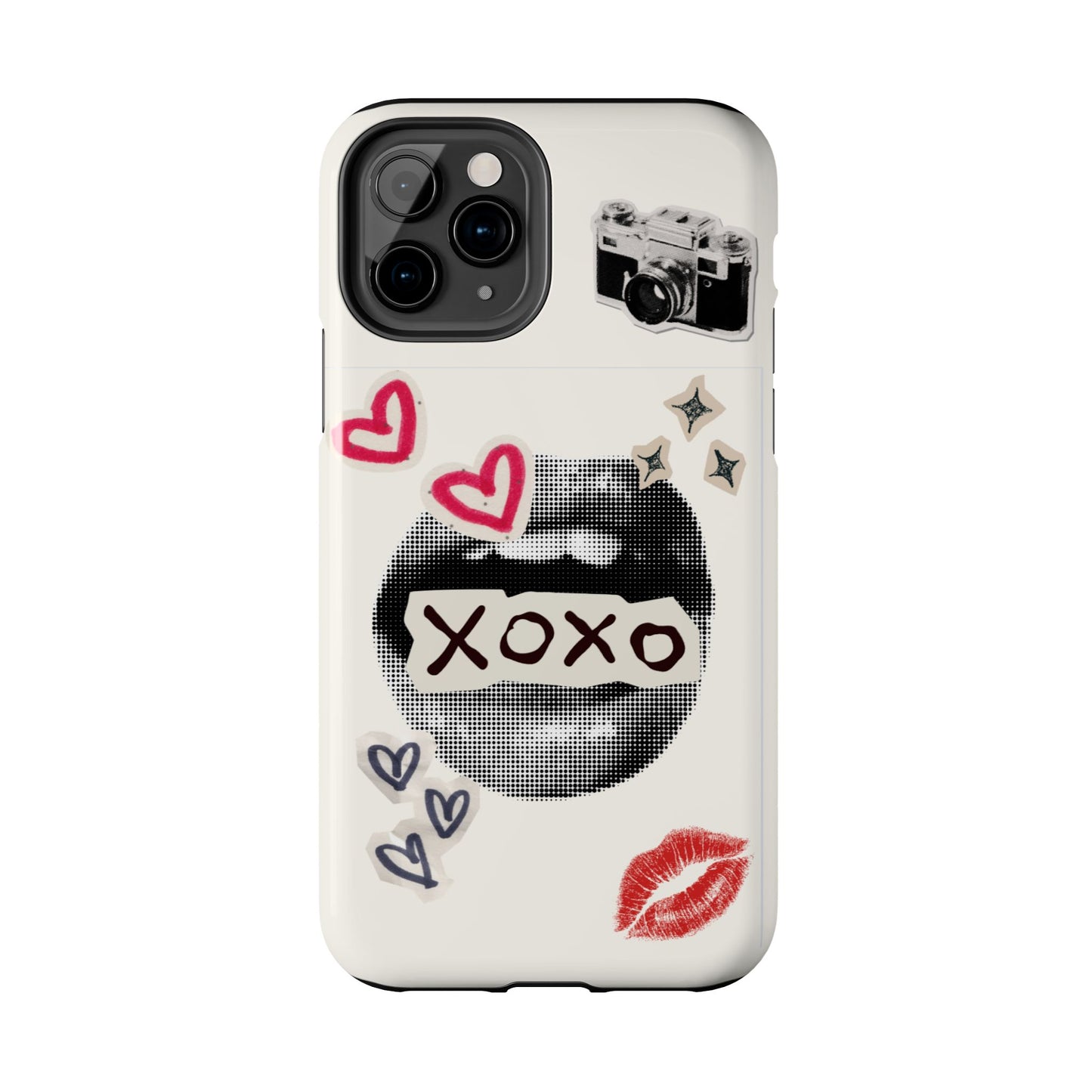 XOXO Lips Phone Case | Retro Pop Art Camera & Hearts