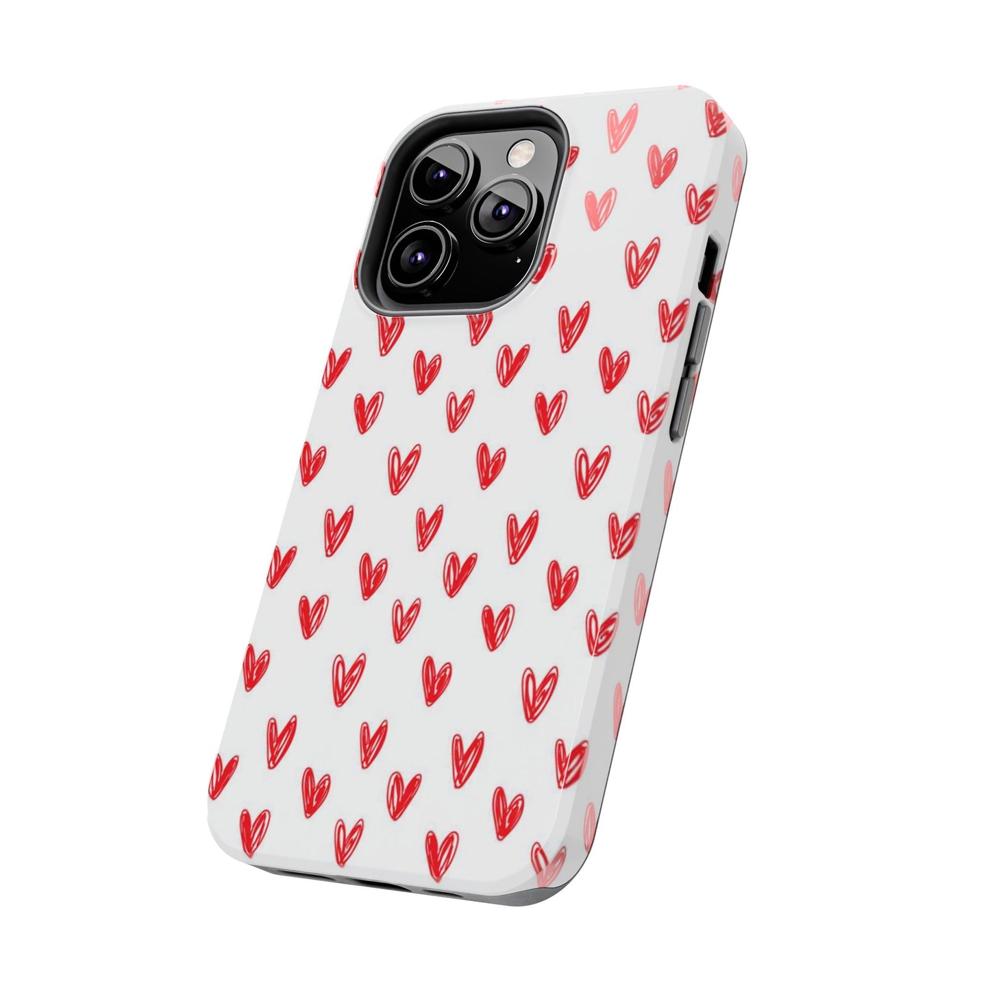 Love Notes | Red Hand-Drawn Hearts Phone Case Tough Phone Case