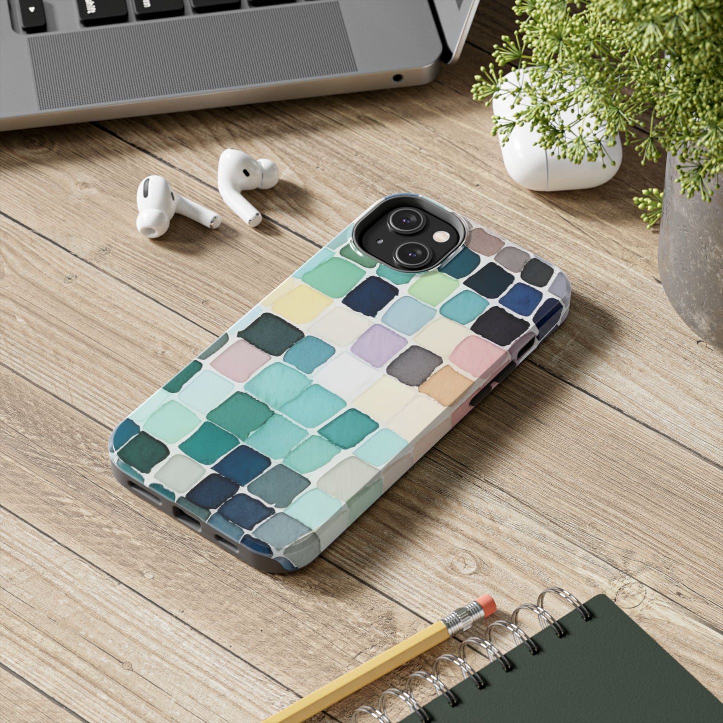 Watercolor —  Abstract Mosaic Tough Phone Case Pastel Tile Protective Cover