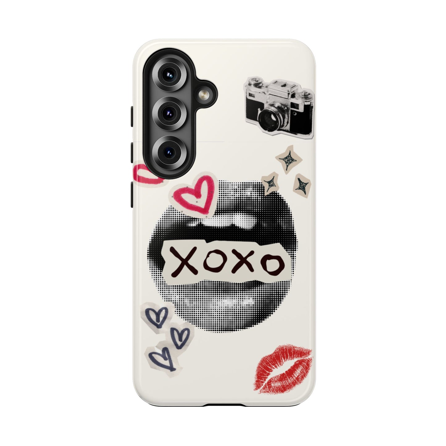 XOXO Lips Phone Case | Retro Pop Art Camera & Hearts
