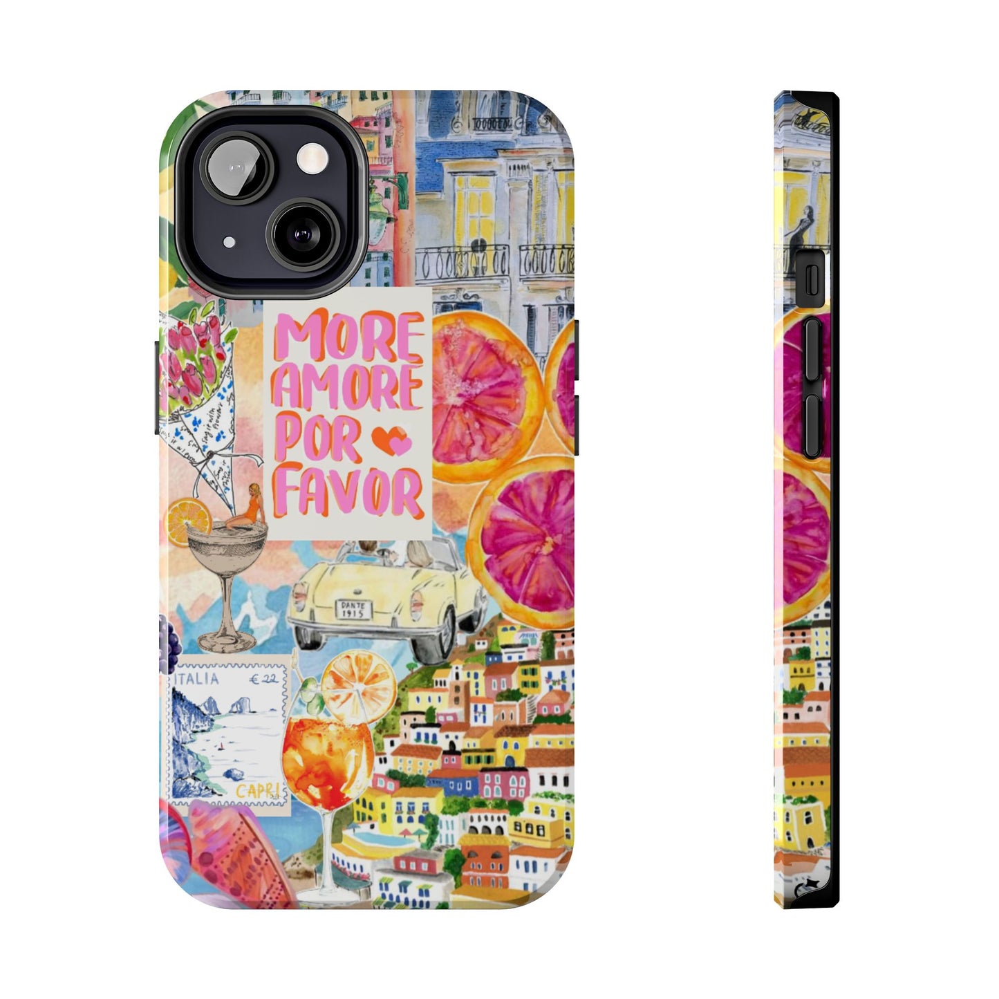European Summers – Tough Phone Case  Tropical Watercolor Citrus & Seashell Design