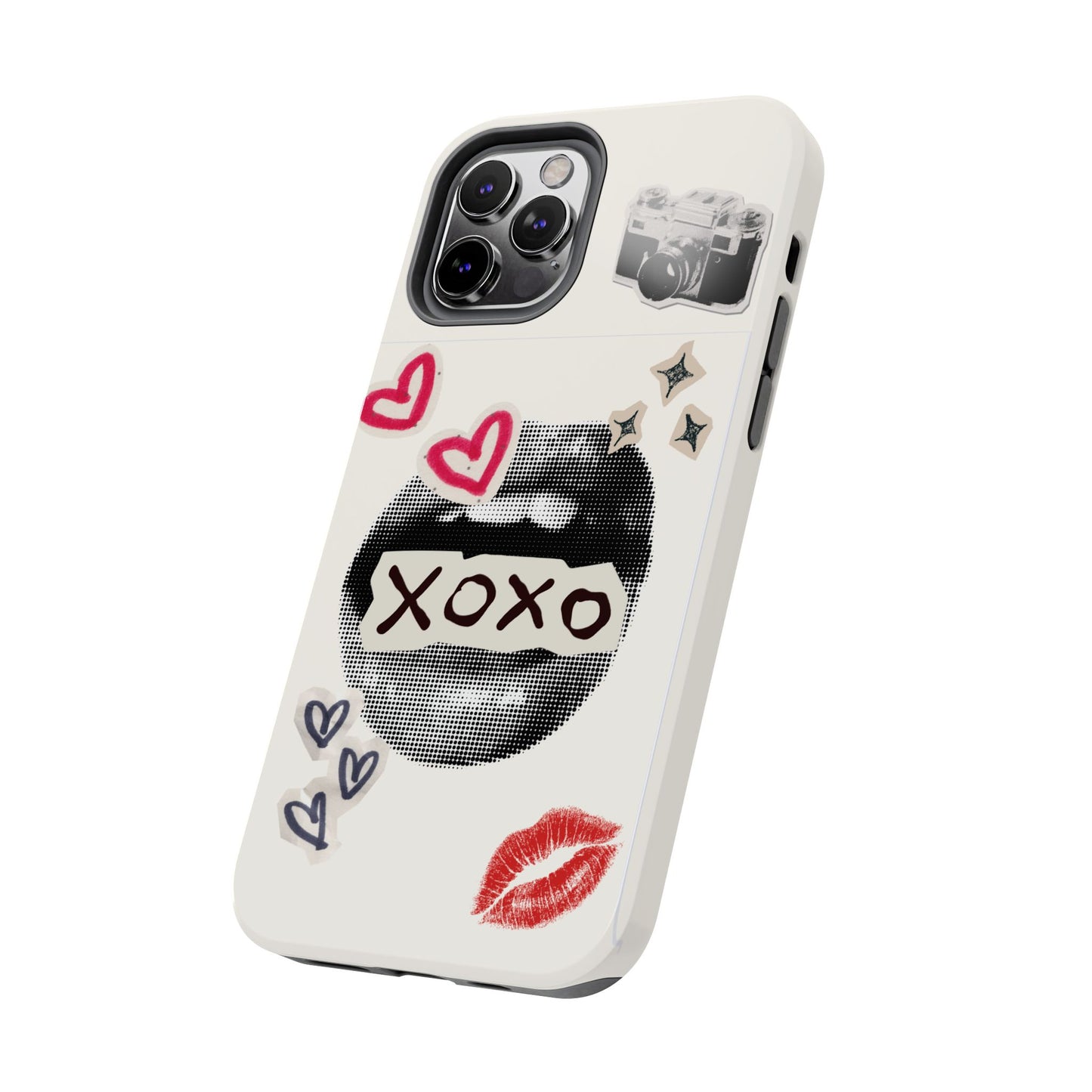 XOXO Lips Phone Case | Retro Pop Art Camera & Hearts