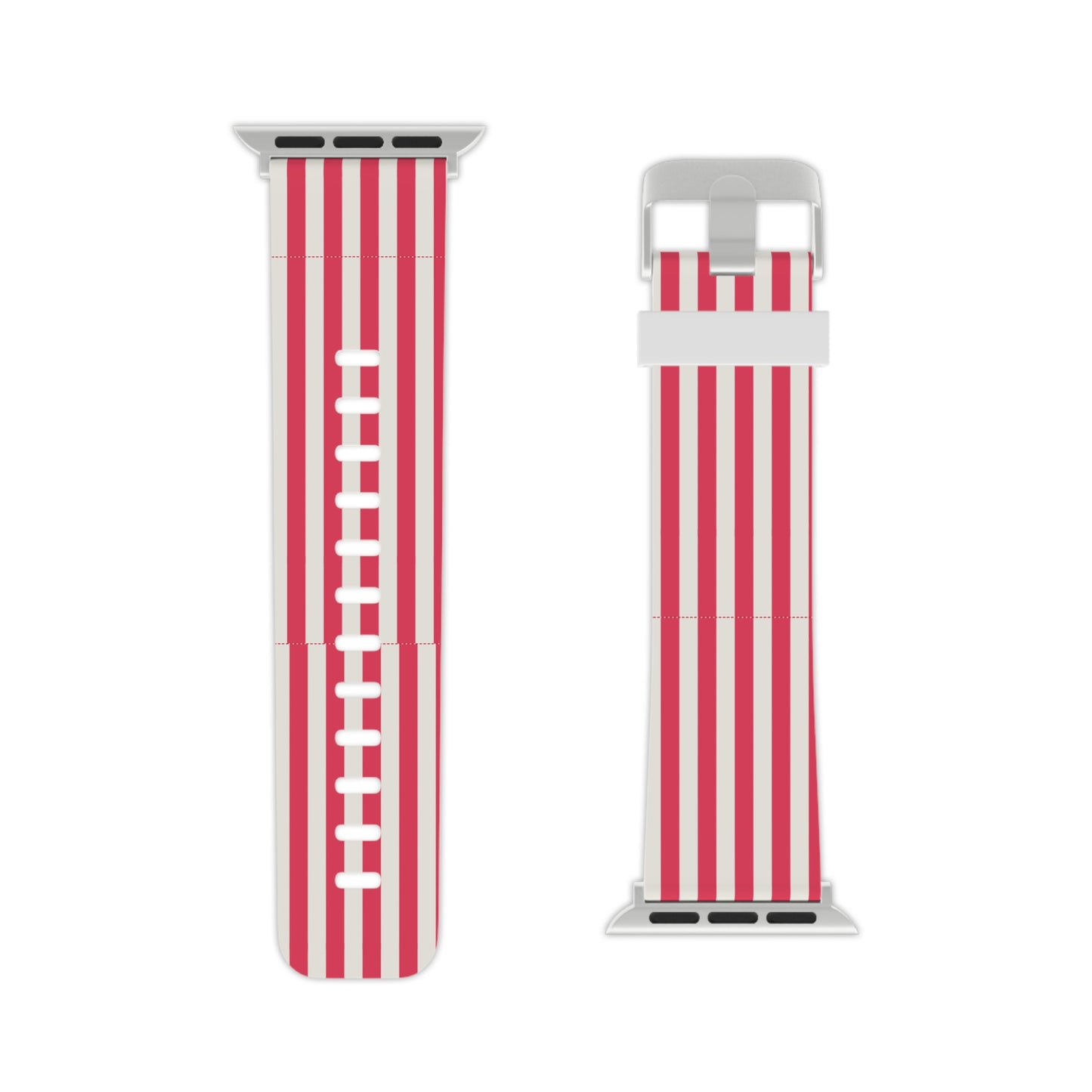 Striped Red & White Apple Watch Band —