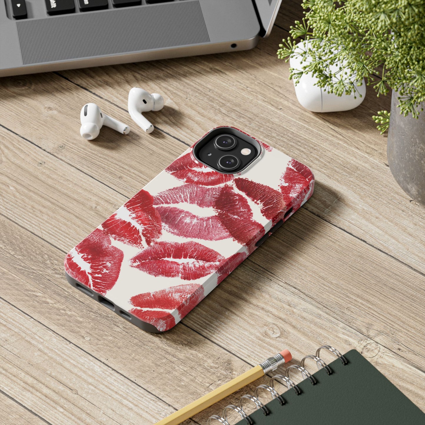 Red Lipstick Kiss Pattern Phone Case | Tough Phone Case