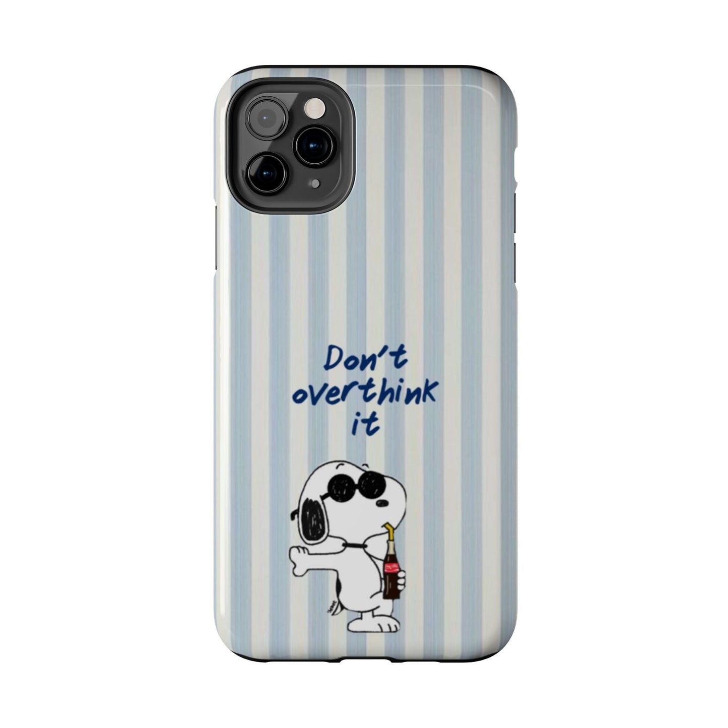Snoopy "Don't Overthink It" Tough Phone Case — Striped Protective Cover