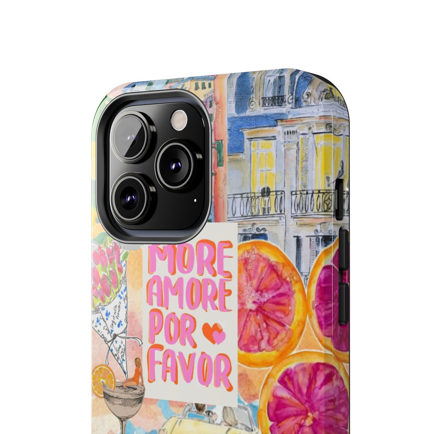 European Summers – Tough Phone Case  Tropical Watercolor Citrus & Seashell Design