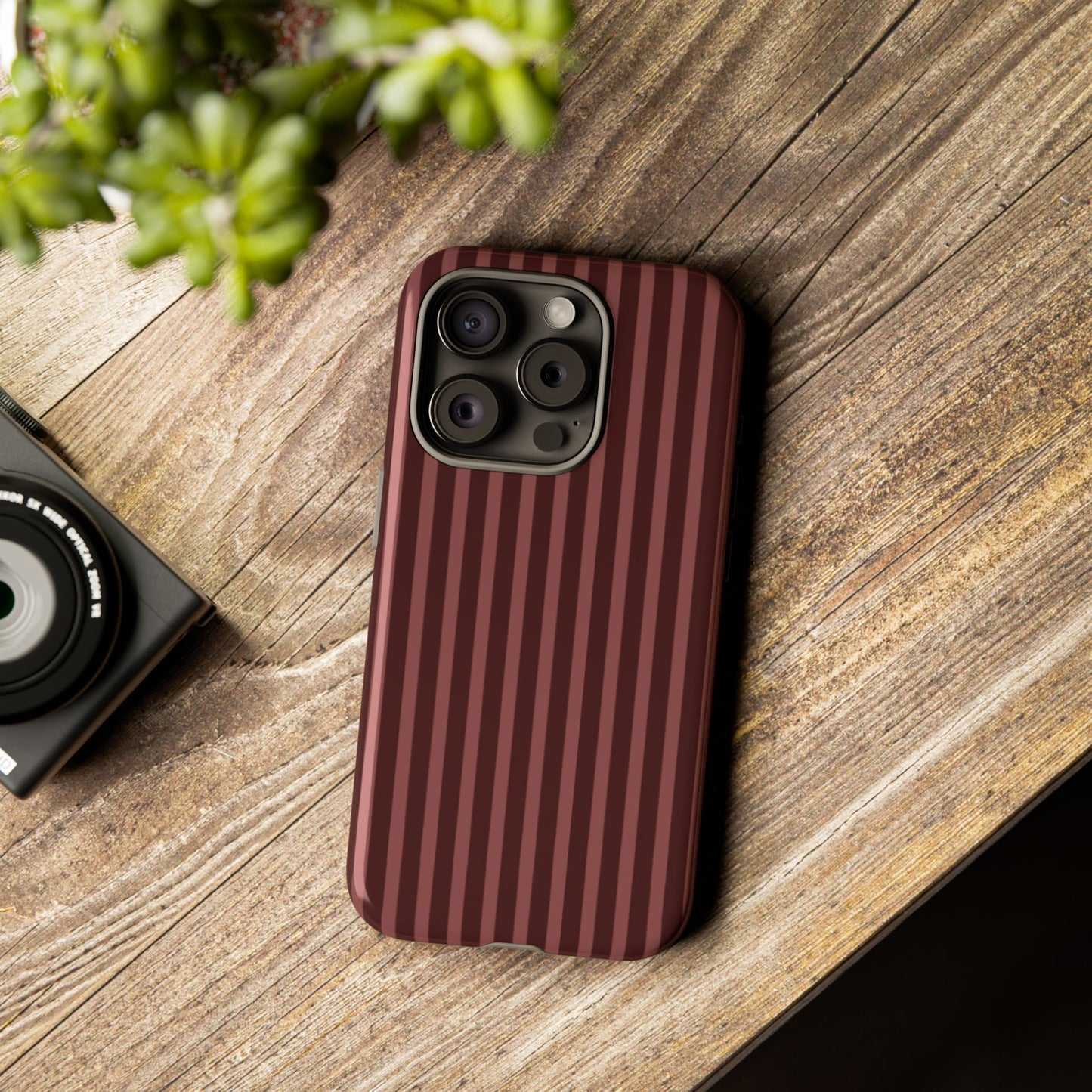 Striped Double Burgundy  — Tough Phone Case
